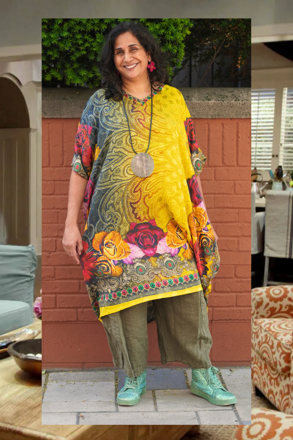 PRS9118  Avatar Pure Silk Midi Length Kaftan