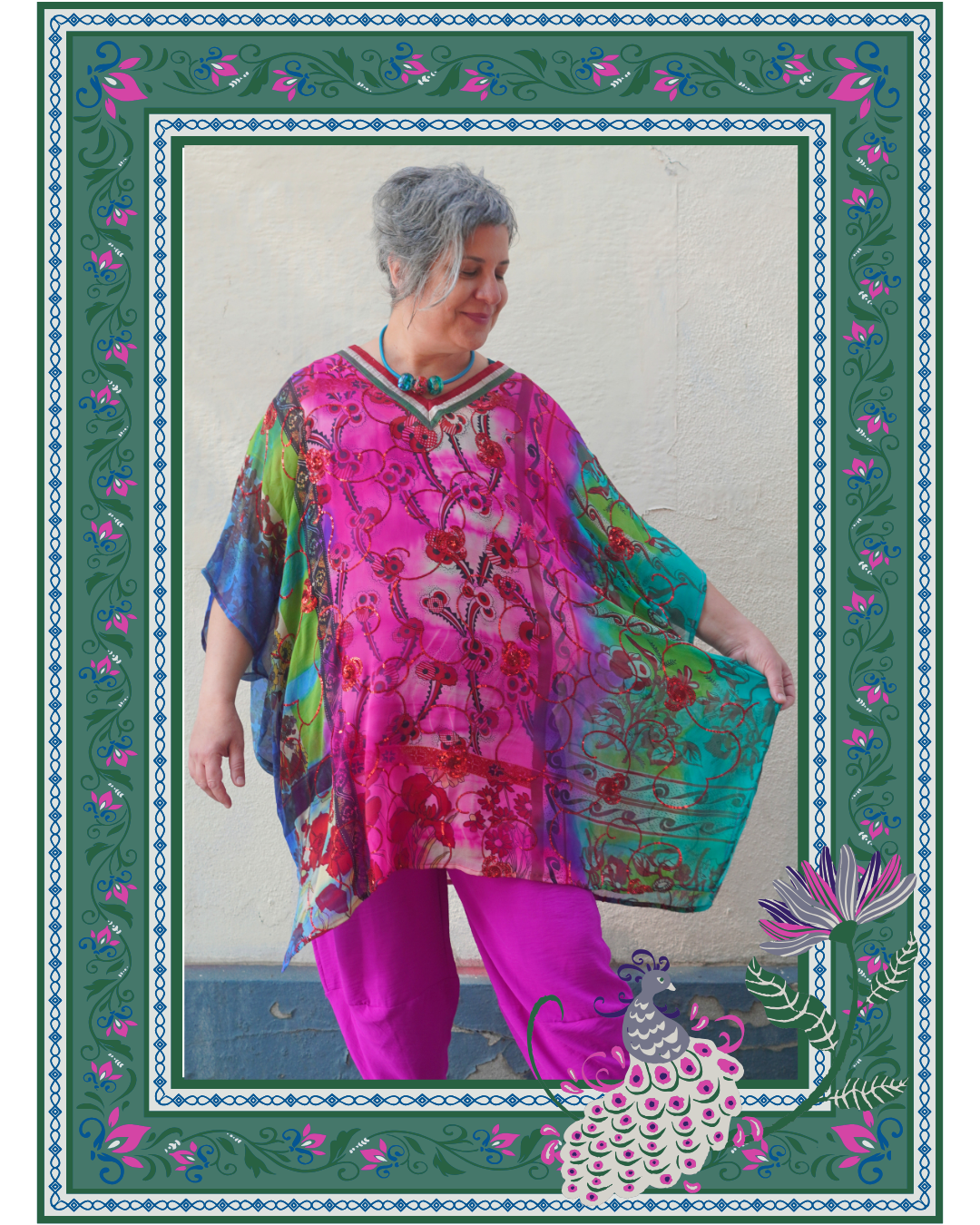 Releases Sunday at 8pm EST PRG6809 Sheer Avatar Pure Silk Short Kaftan Tunic with Slits
