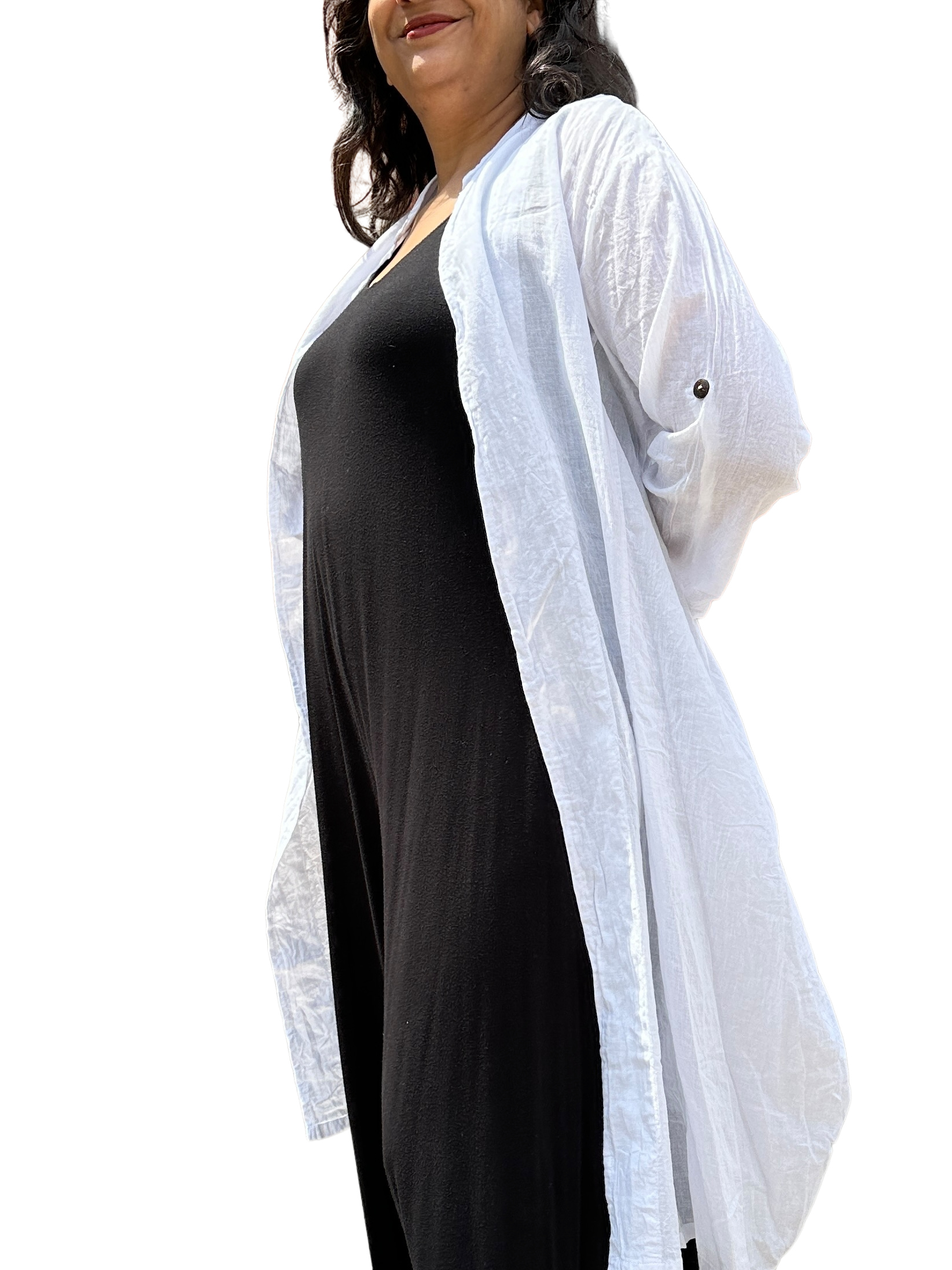 White Cotton Voile Cardigan