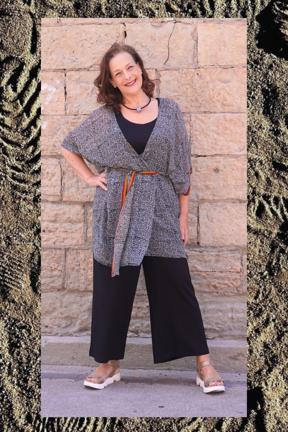 Releases Sunday at 8pm EST PRG9023 Sheer Wabi Sabi Pure Silk Kimono-Sleeved Jacket with Belt