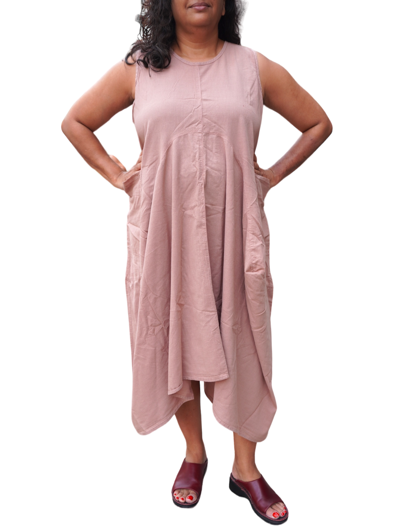 Pale Rose Cotton Parachute Dress with Pockets