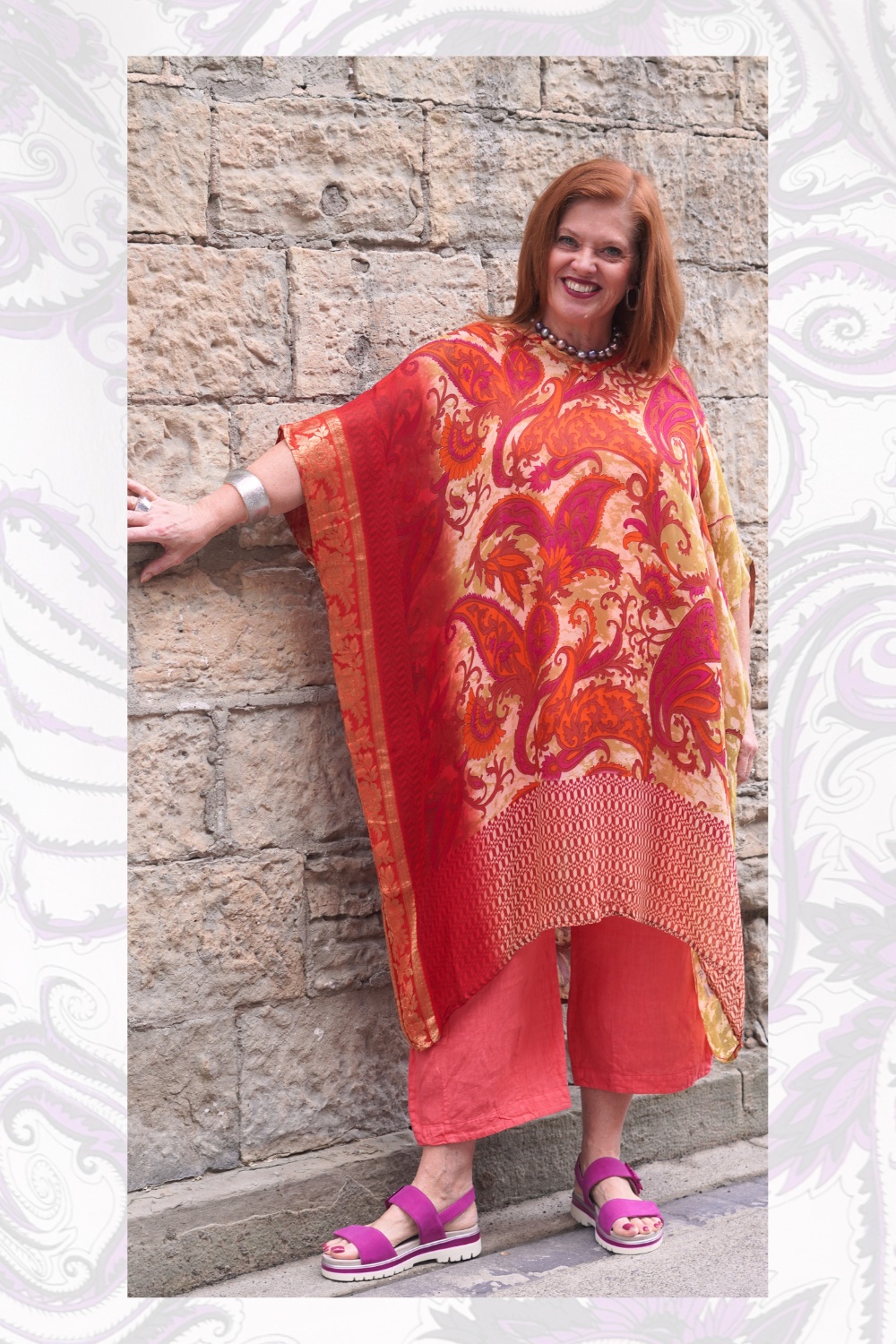 PRG8851 Sheer Avatar Pure Silk Midi Length Kaftan