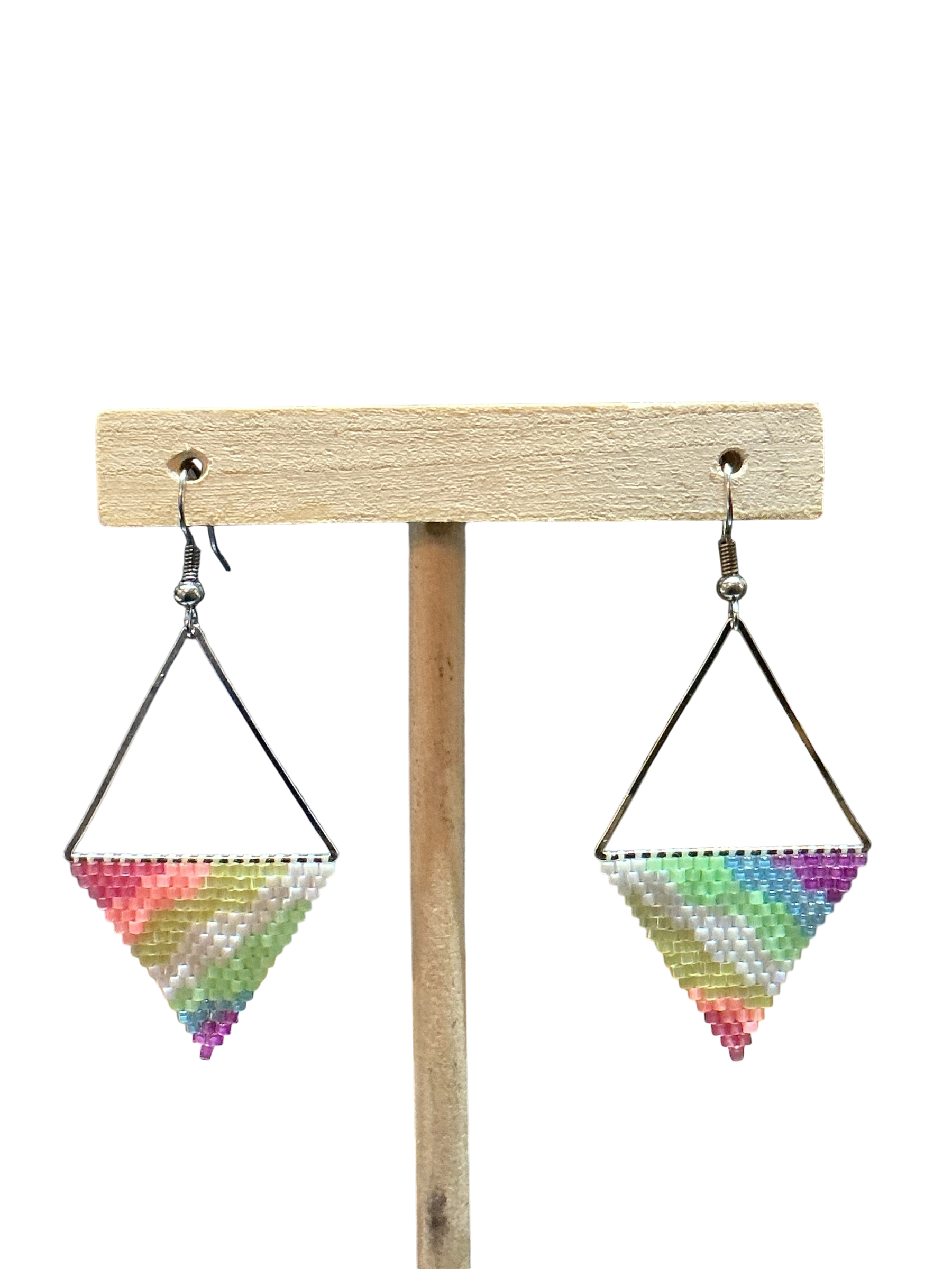 Rainbow Geode Triangle Earrings