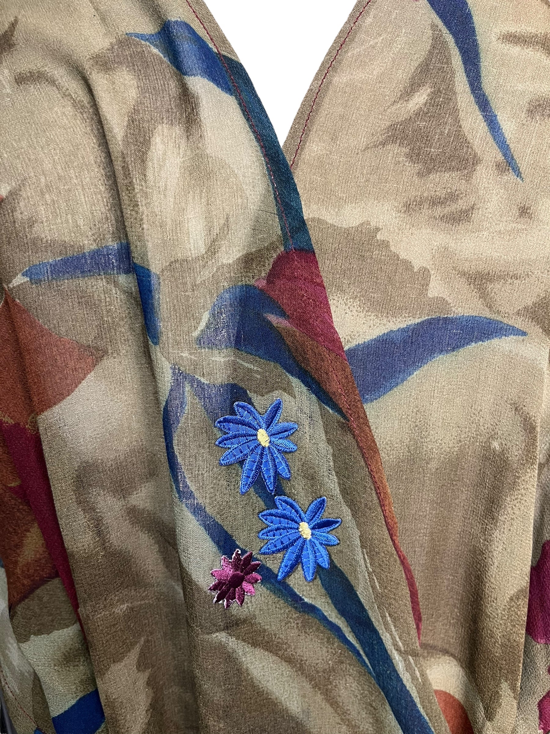 PRG7194 Sheer Wabi Sabi Pure Silk Kimono-Sleeved Jacket with Belt