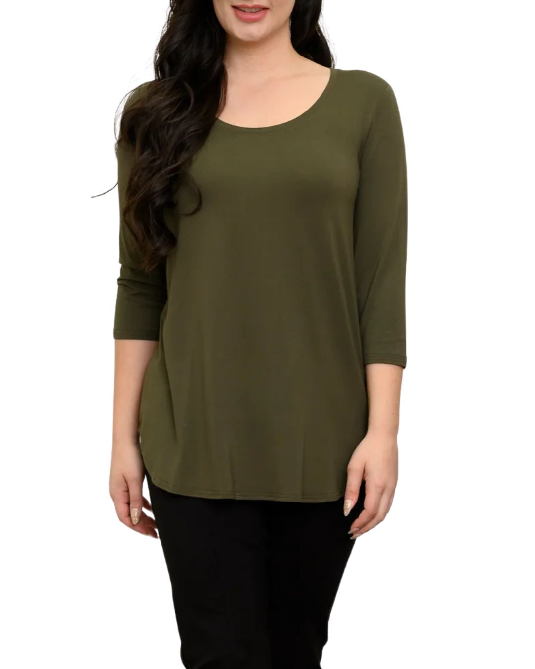 Jazz 3/4 Sleeve Khaki Bamboo Top