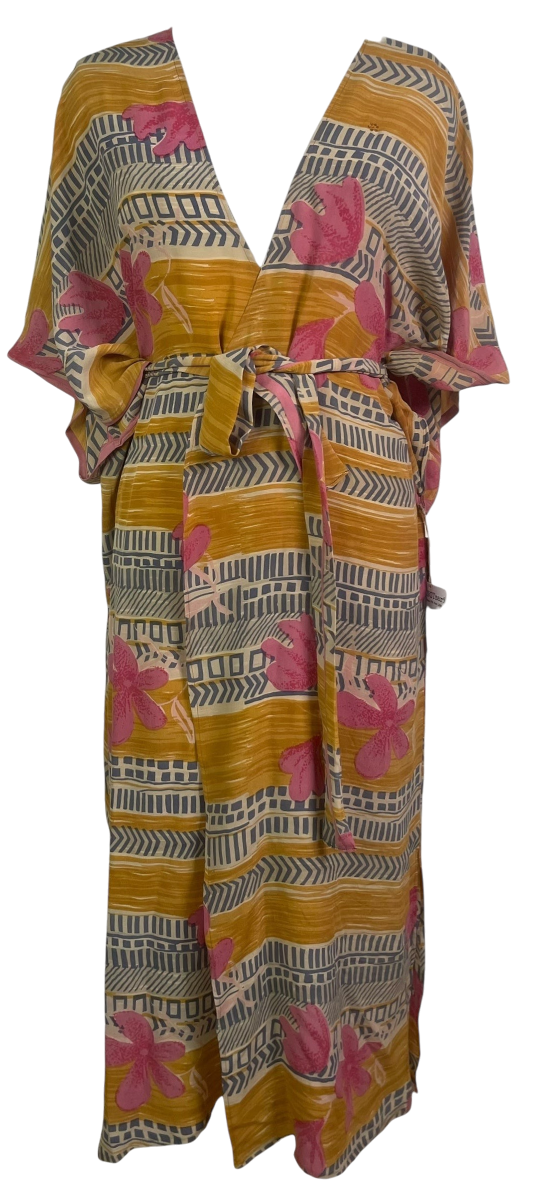 PRC8878 Wabi Sabi Pure Silk Kimono Sleeved Duster with Belt