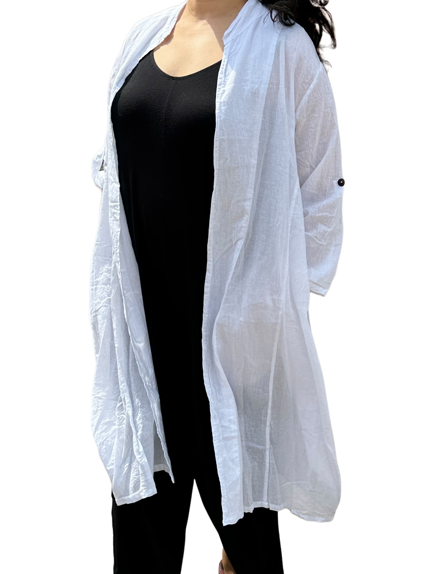 White Cotton Voile Cardigan