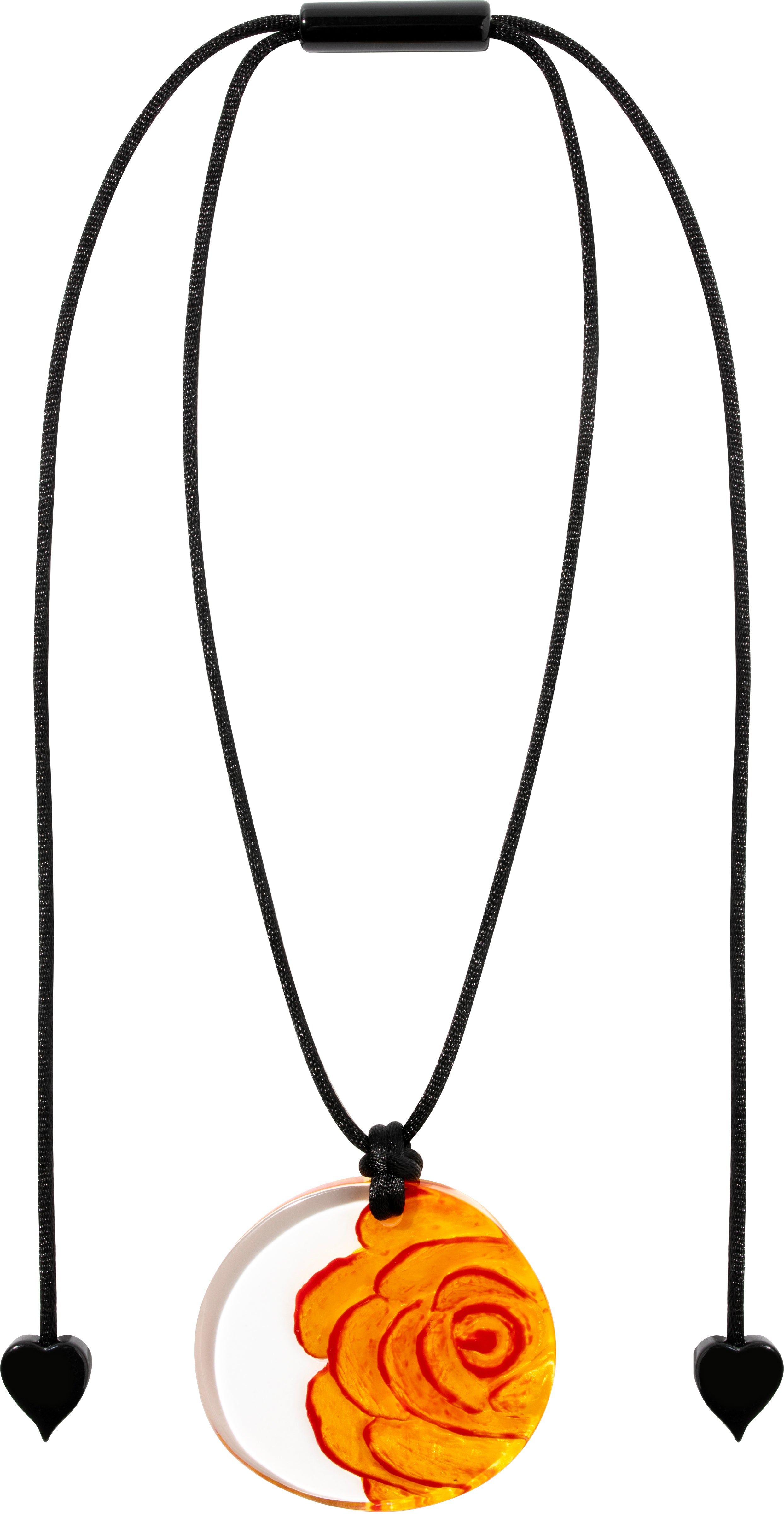 Orange Rosette 1 Bead Pendant with Adjustable Cord Necklace by Zsiska – Handmade ethical Necklace from sariKNOTsari using upcycled silk. Designed in Canada for travel and slow fashion, loved from Toronto to LA to Sydney.