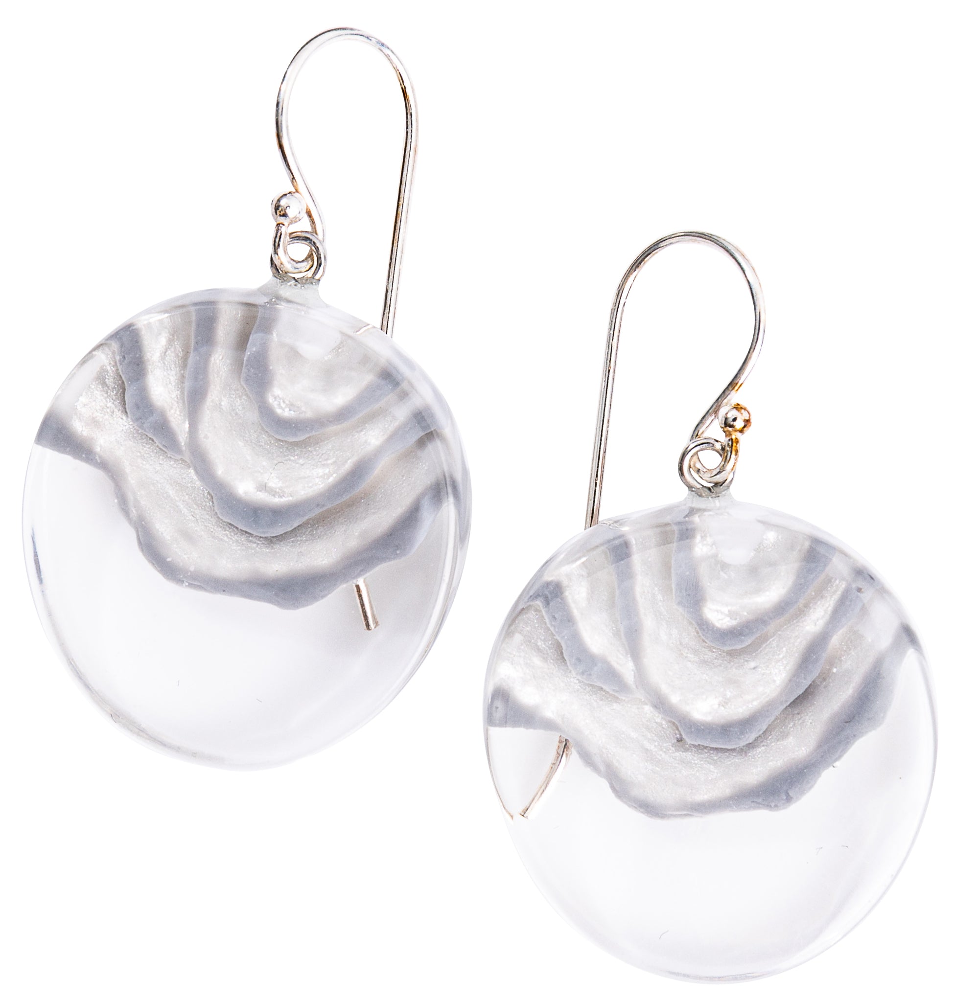 Silver Rosette Earrings- Short Hook by Zsiska – Handmade ethical Earrings from sariKNOTsari using upcycled silk. Designed in Canada for travel and slow fashion, loved from Toronto to LA to Sydney.