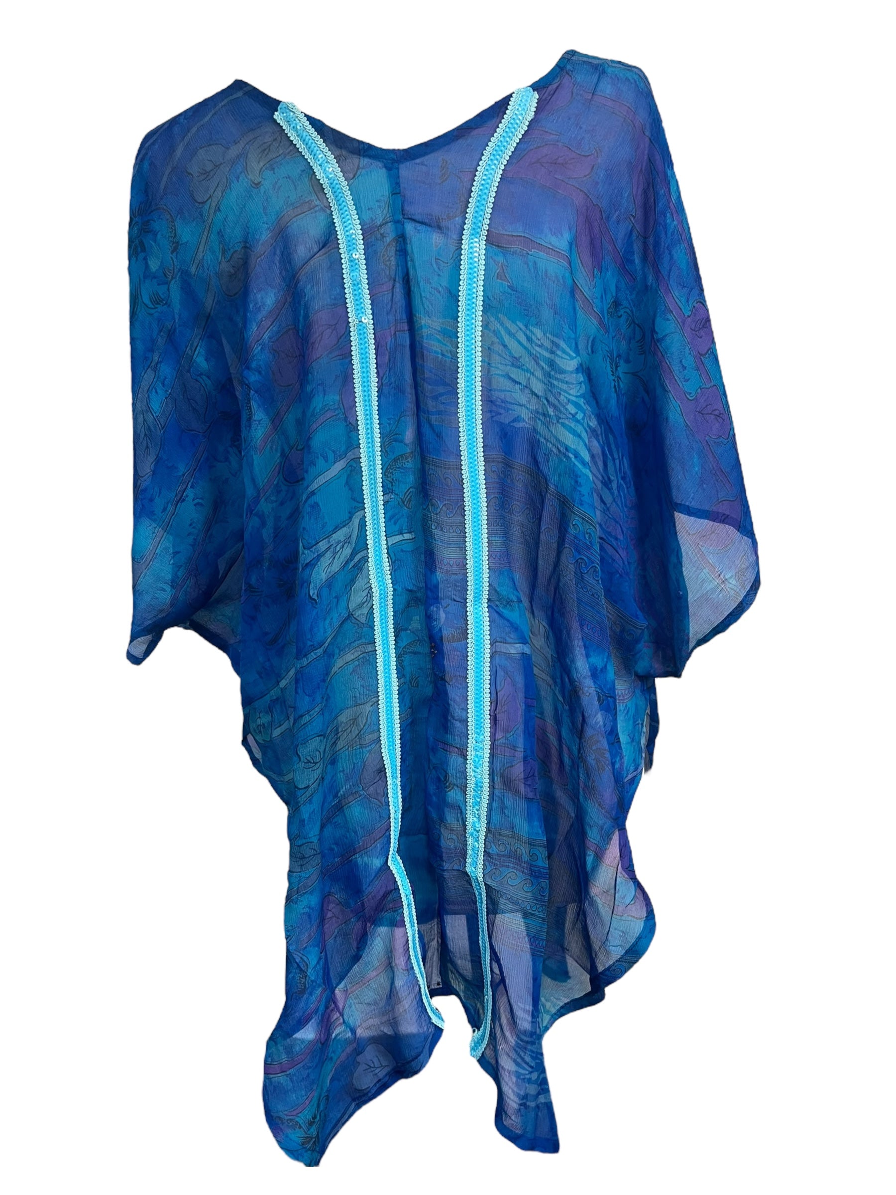 PCH5226 Sheer Avatar Pure Chiffon Silk Waterfall Top