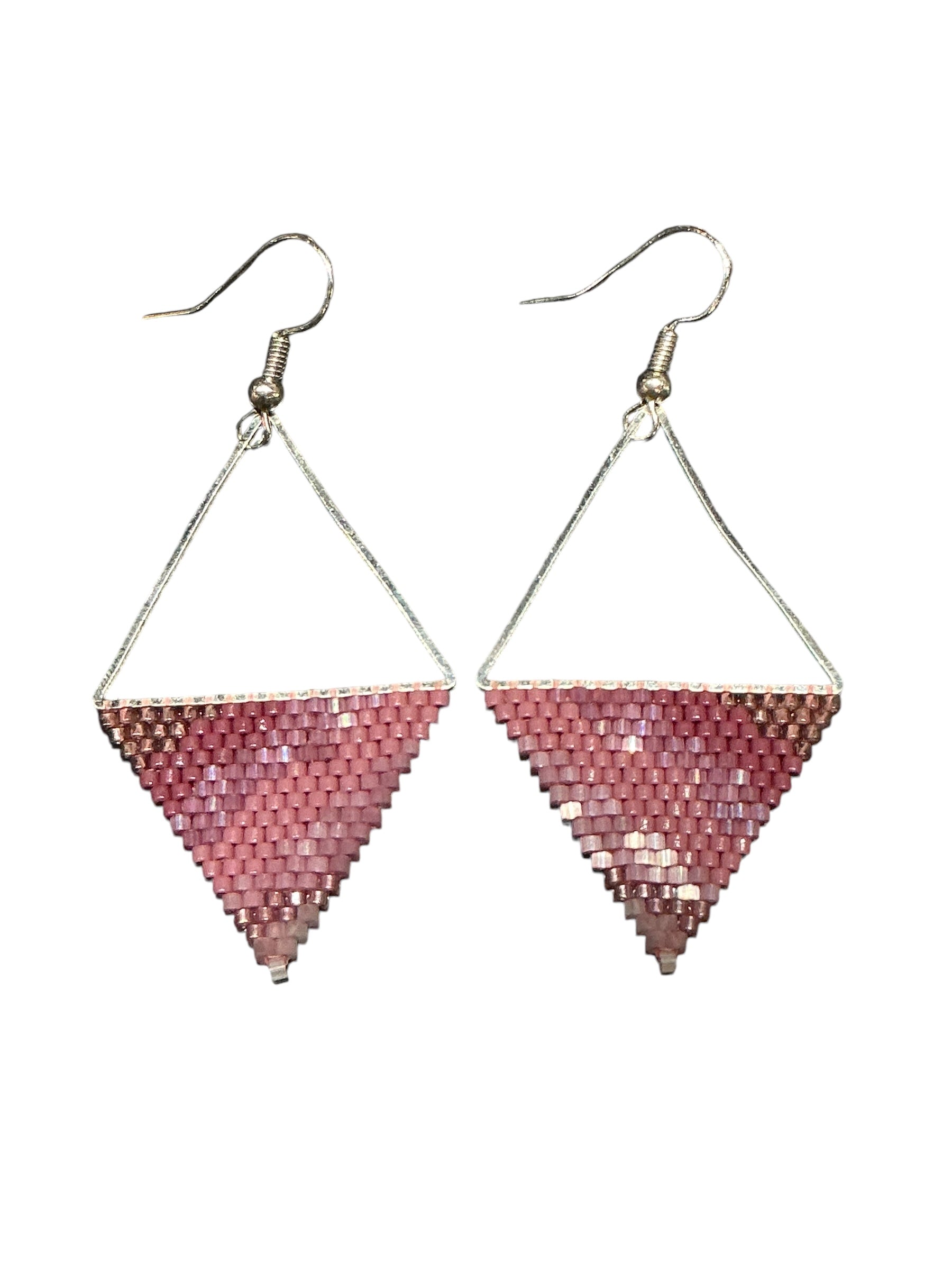 Rose Geode Triangle Earrings