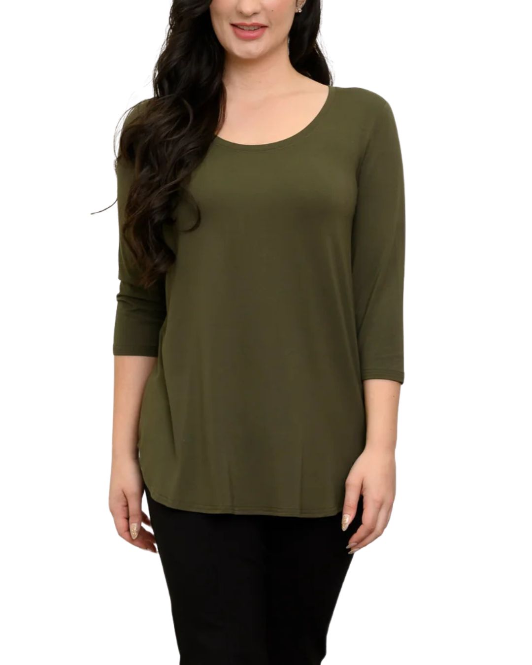 Jazz 3/4 Sleeve Khaki Bamboo Top