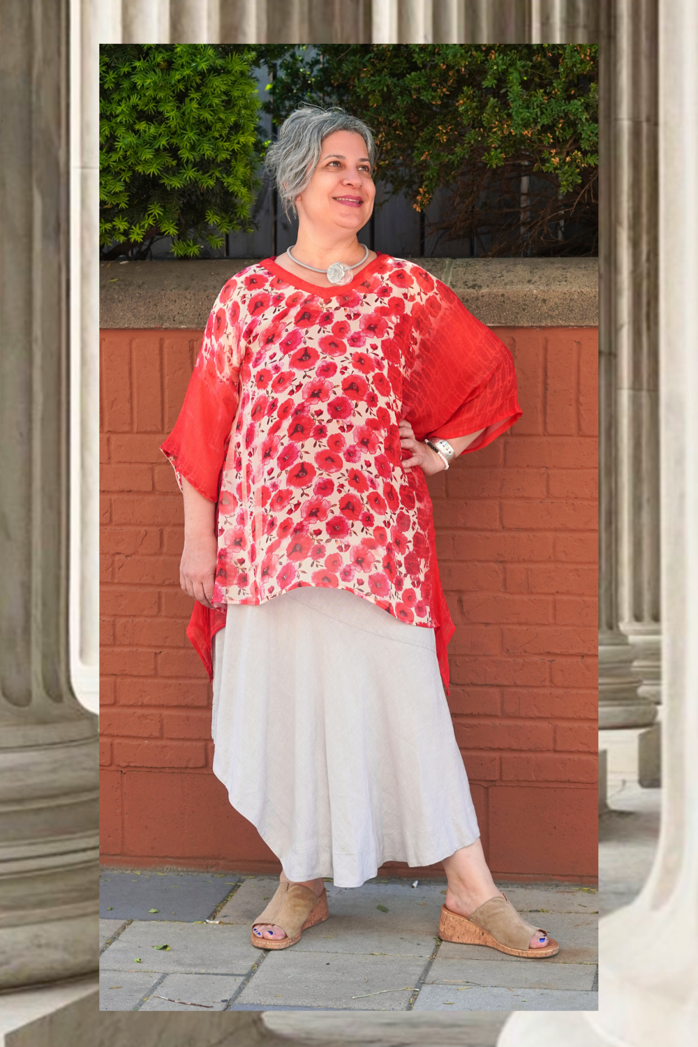 PRG9040 Sheer Wabi Sabi Pure Silk Long Tunic with Side Ties