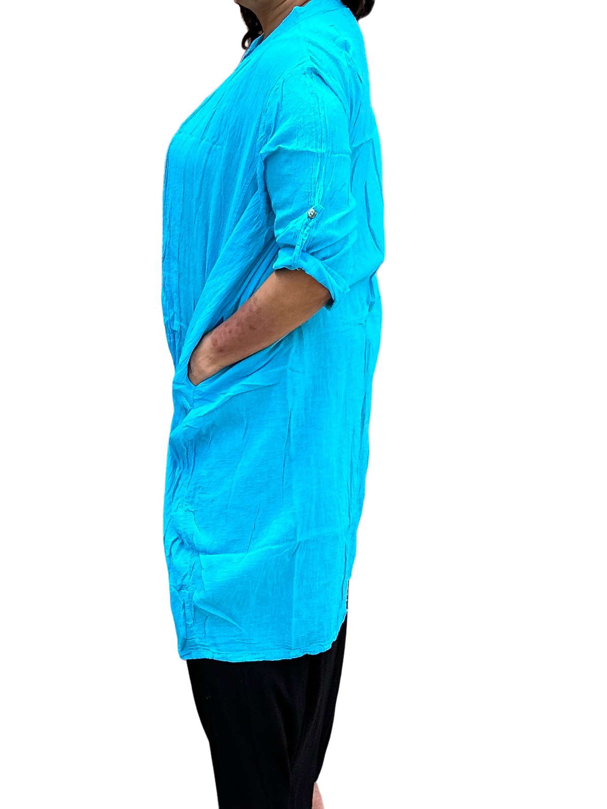 Bright Sky Blue Cotton Voile Cardigan