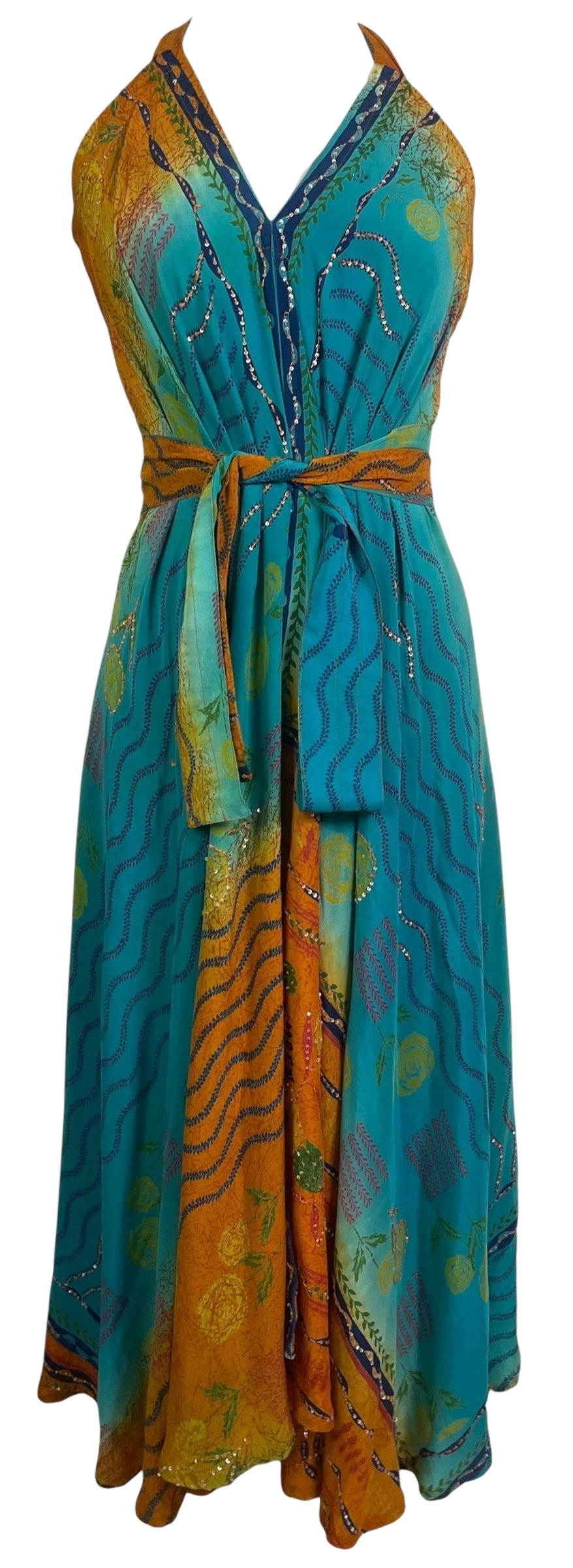 PRC8820 Wabi Sabi Pure Silk Maxi Dress with Belt
