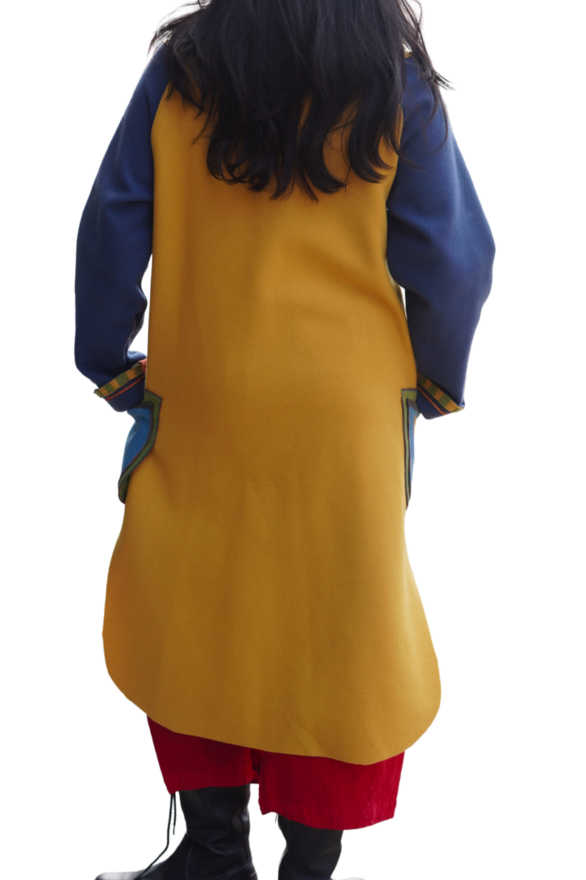 Red Yellow and Blue Boiled Wool 3/4 Length Lightweight Coat by Pepin Designs