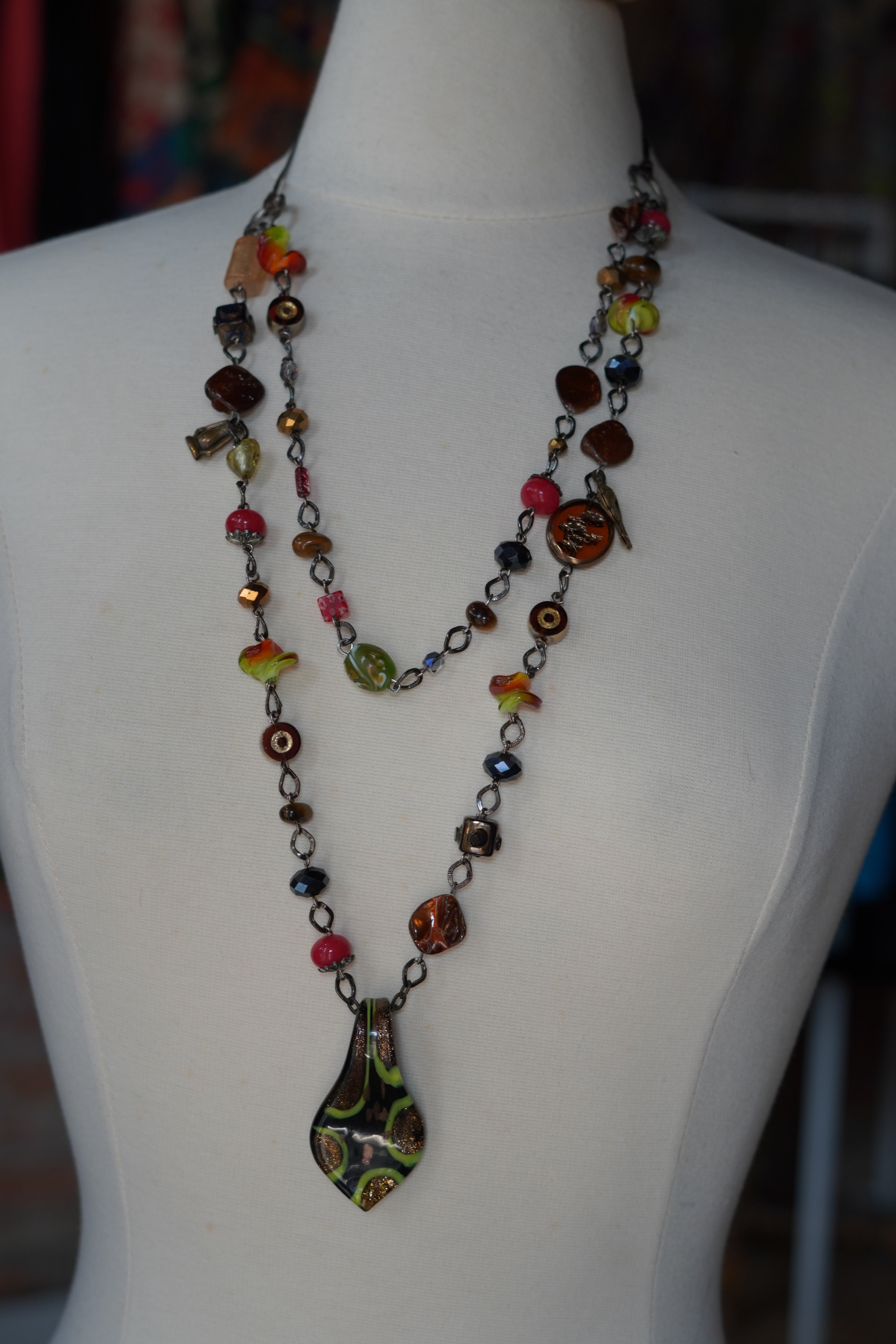 Autumn Glow Thrice As Nice Upcycled Necklace