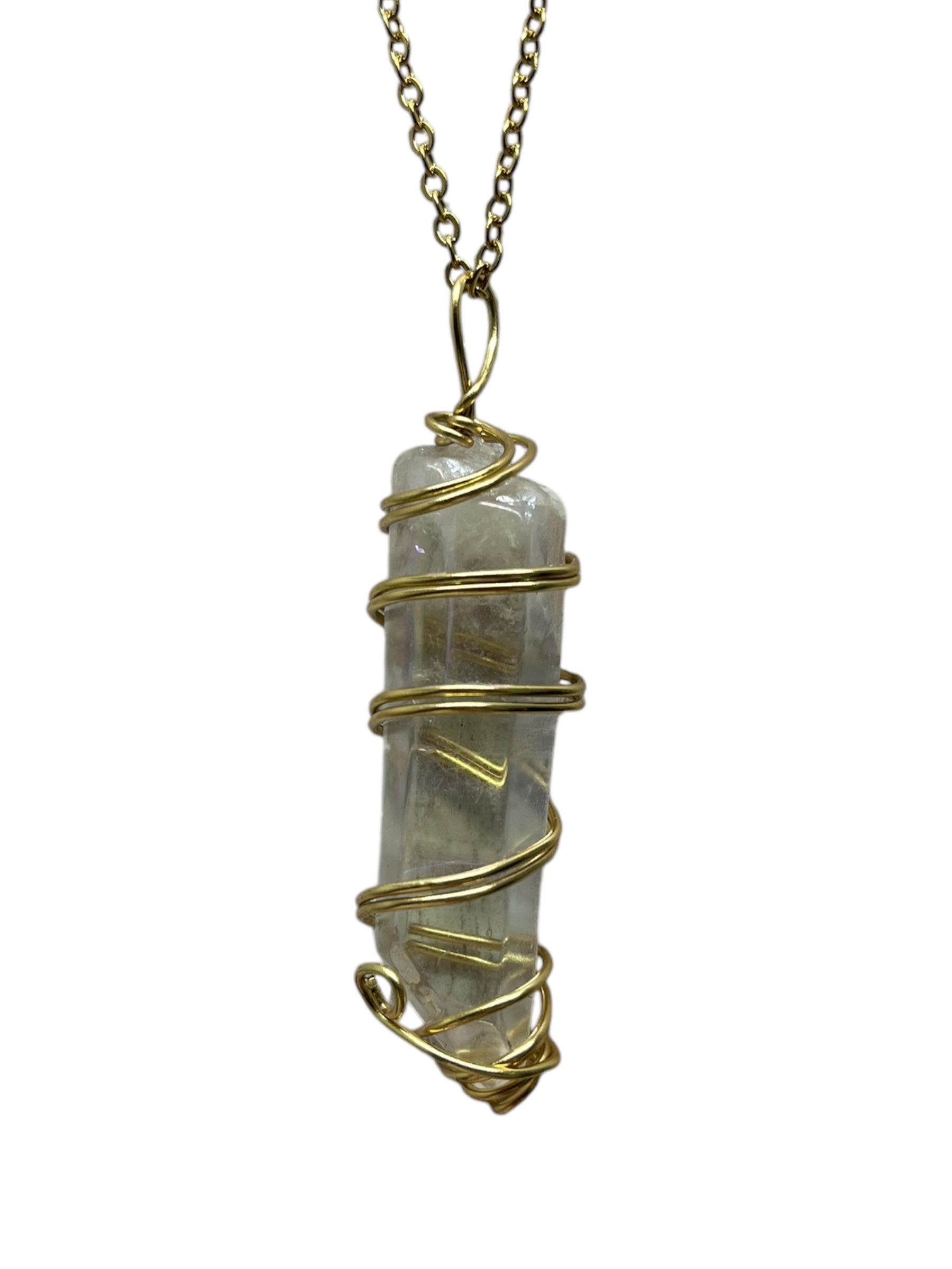 Aura Quartz Specialty Crystal Necklace - Gold