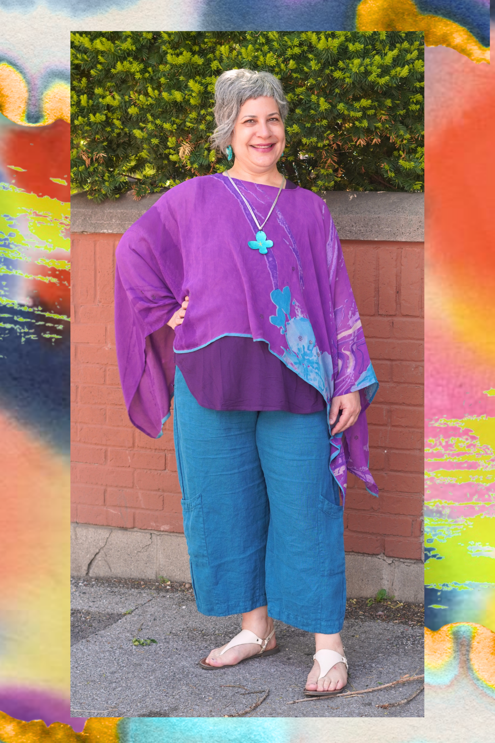 PRG8714 Sheer Avatar Pure Silk Capelet Poncho