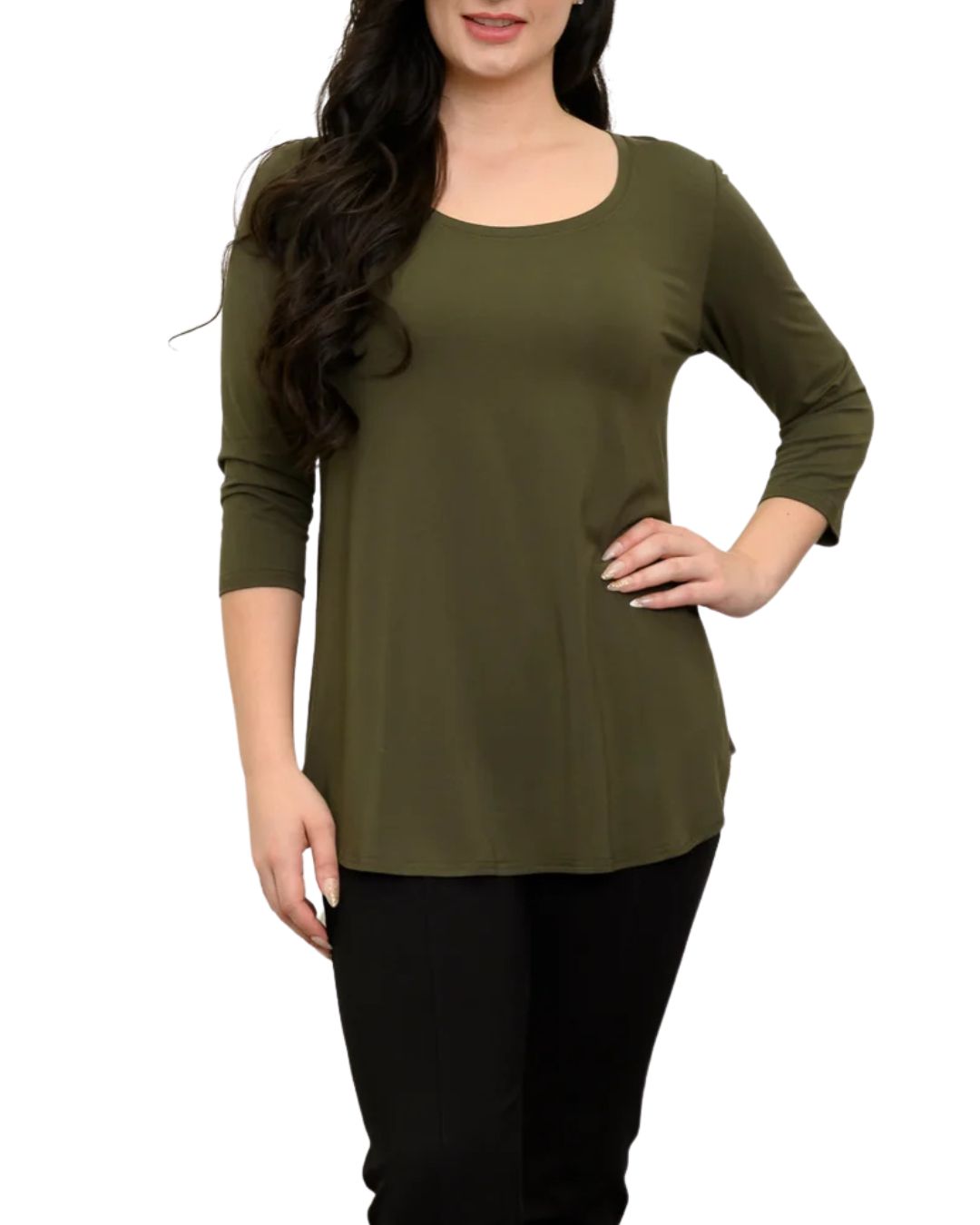 Jazz 3/4 Sleeve Khaki Bamboo Top