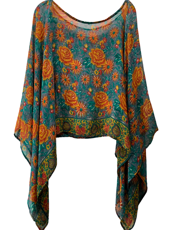 Britta Sheer Avatar Pure Silk Capelet Poncho