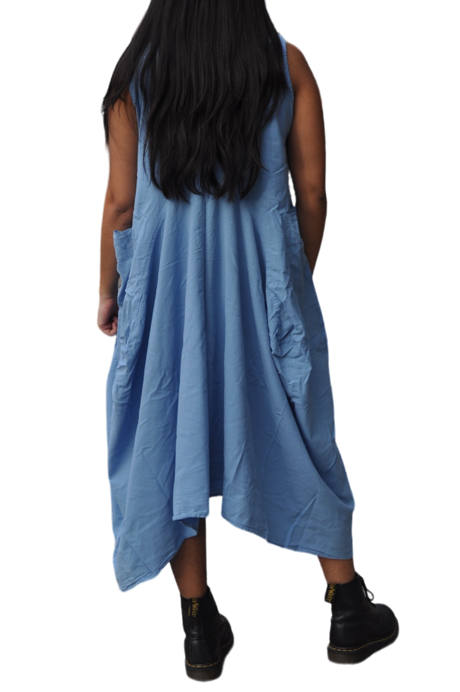 Sky Blue Cotton Parachute Dress with Pockets