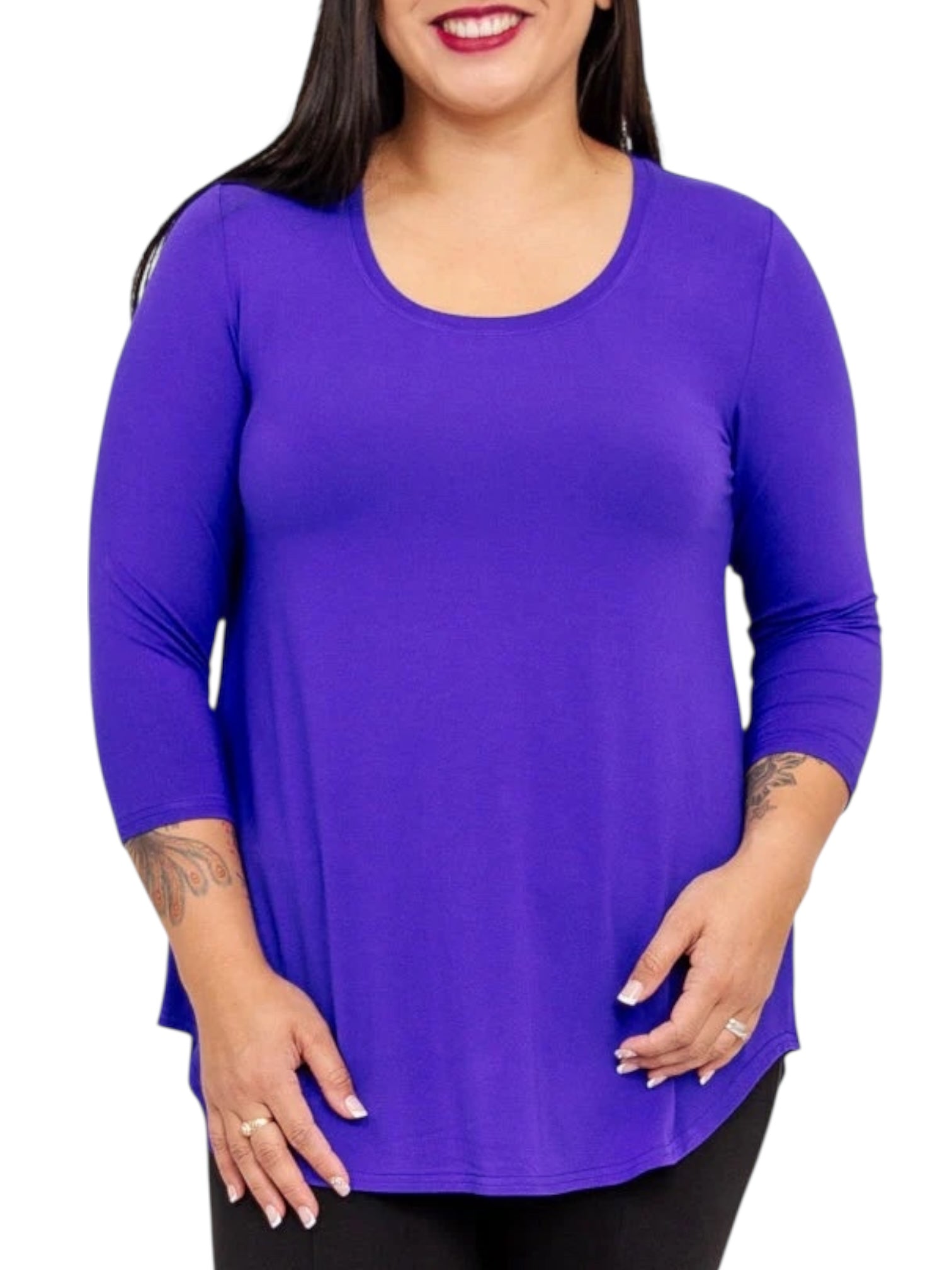 Jazz 3/4 Sleeve Violet Bamboo Top