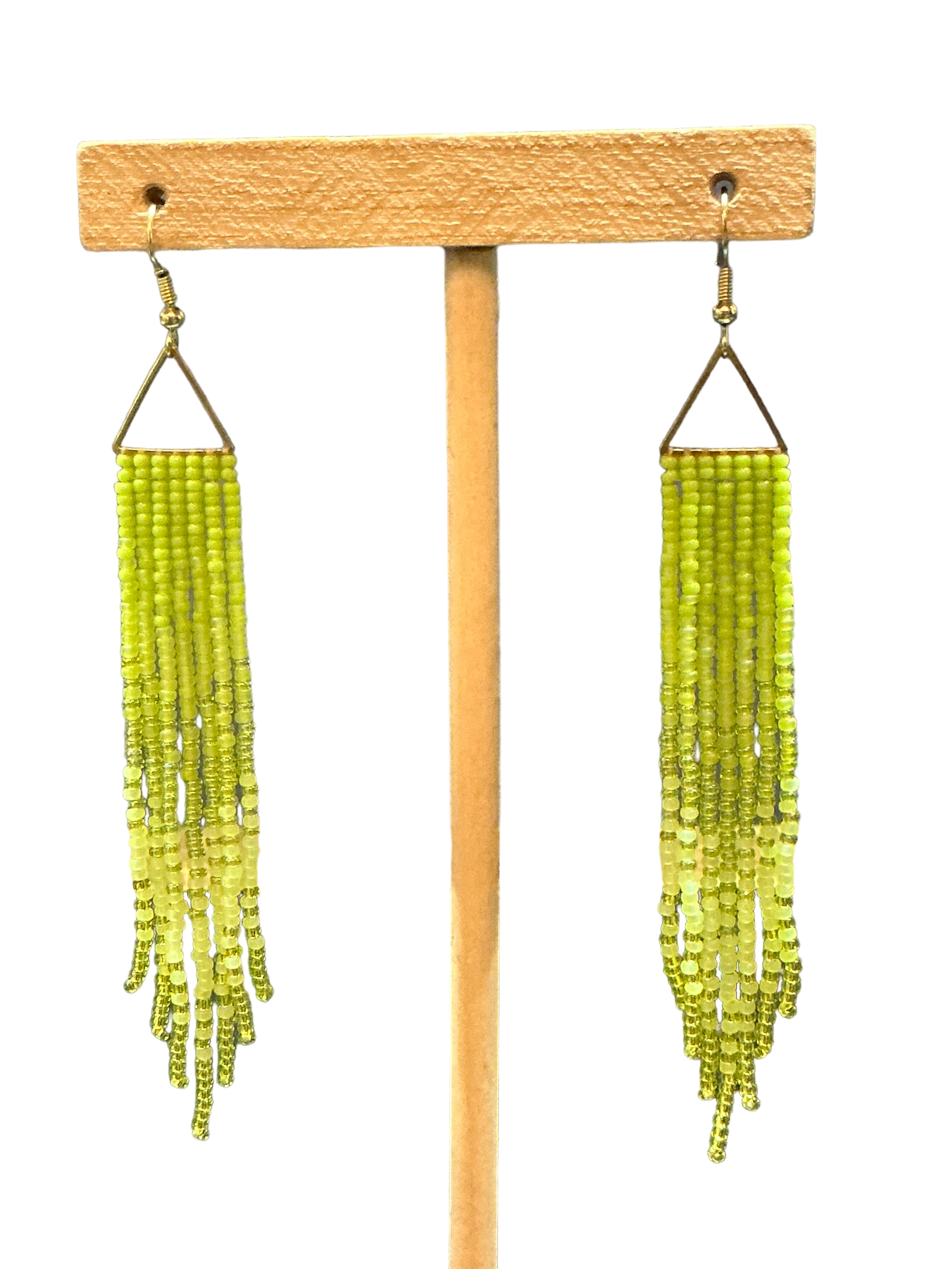 Lime Mini Triangle Fringe Earrings