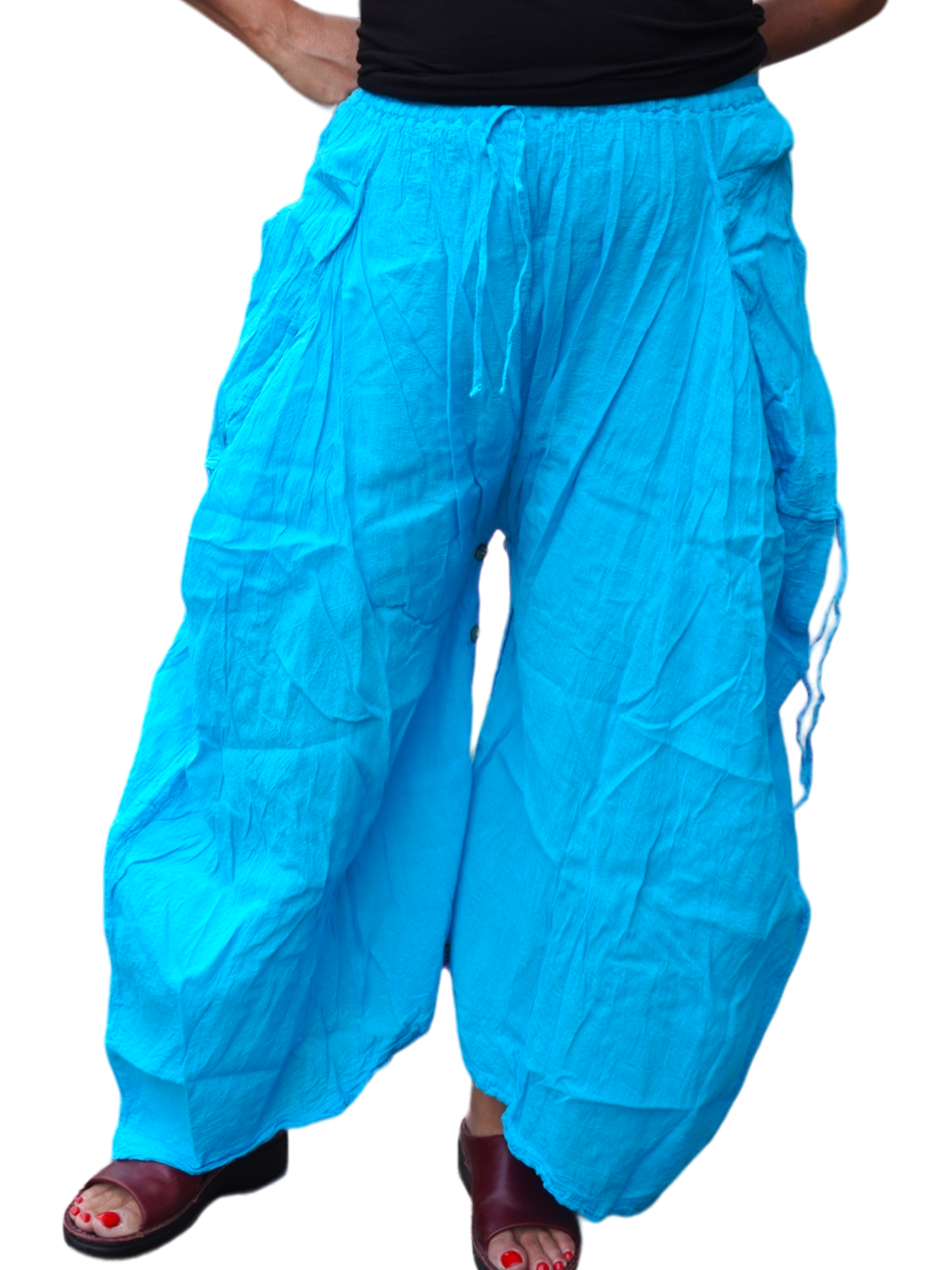 Bright Sky Blue Cotton Voile Tashi Versatile Pants/Skirt