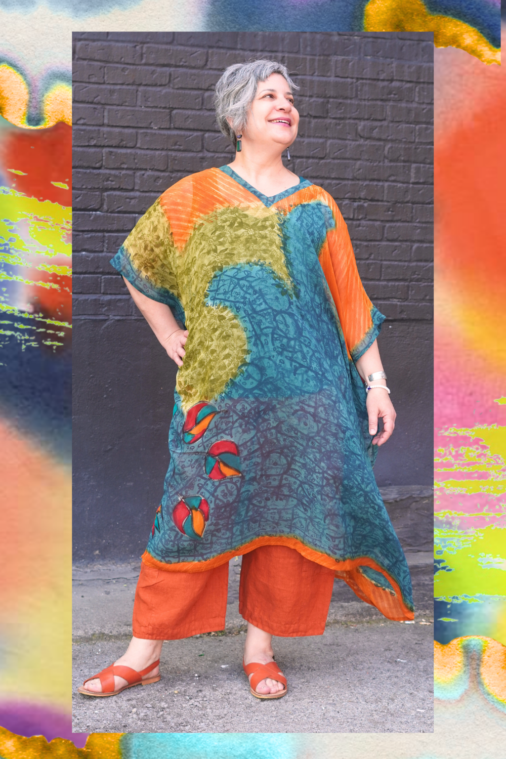 PRG8954 Sheer Avatar Pure Silk Midi Length Kaftan