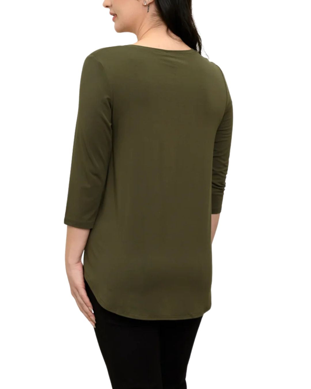 Jazz 3/4 Sleeve Khaki Bamboo Top