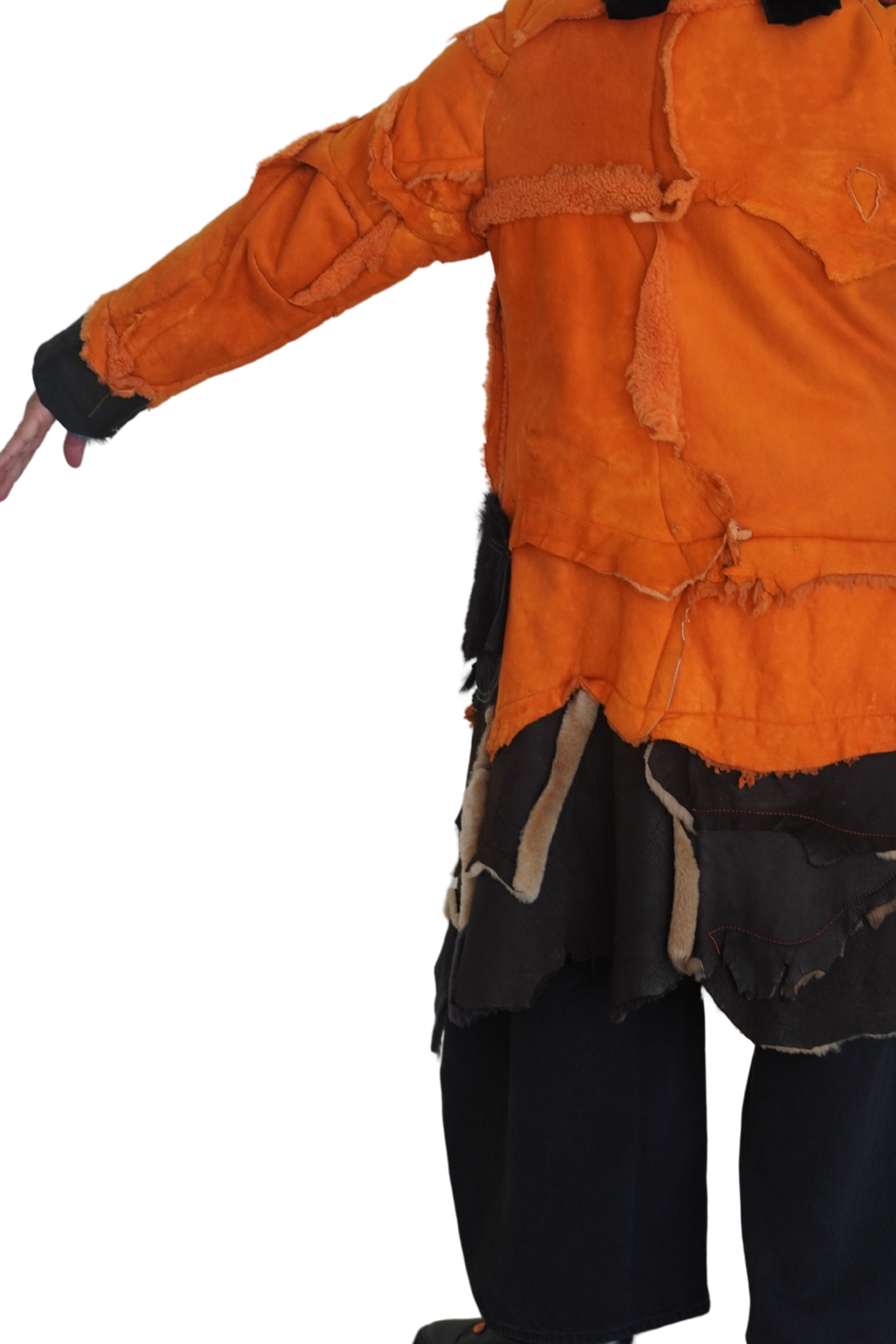 Orange, Brown & Charcoal Shearling Coat by Pepin Designs #12