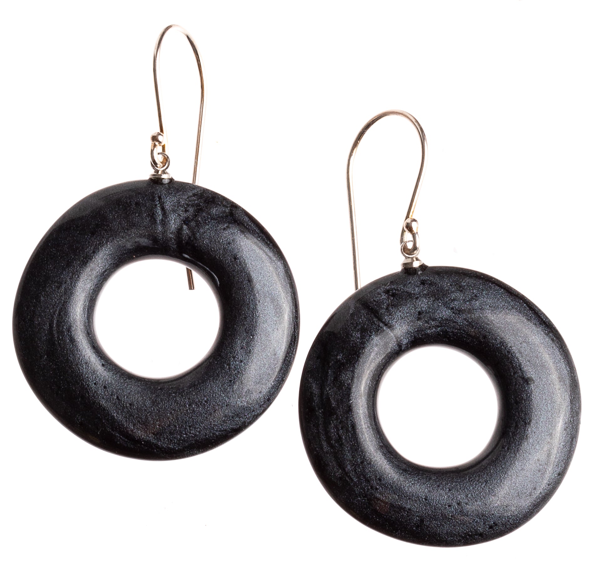 Black Organic Earrings - Short Hook