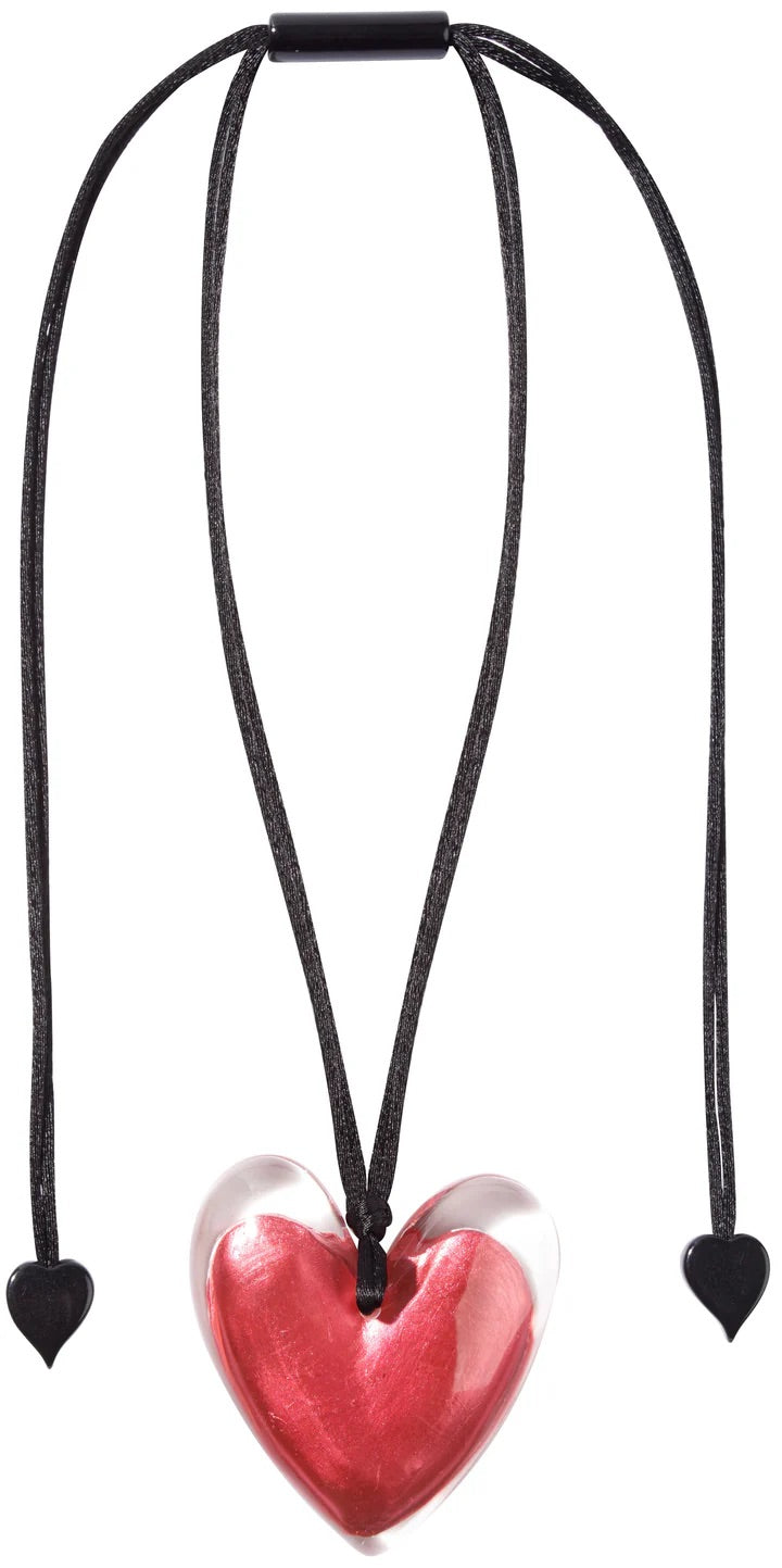 Winter Pink Heart Luxus Pendant with Adjustable Cord Necklace