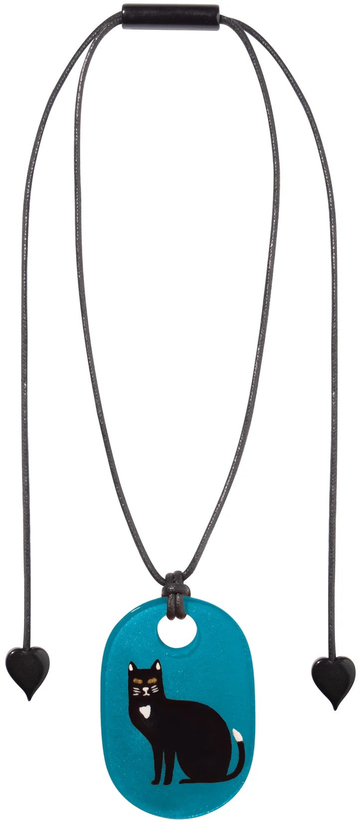 Winter Teal Cat Mickey Pendant with Adjustable Cord Necklace