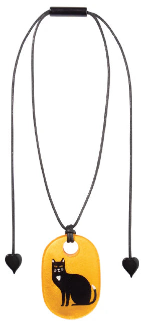 Winter Gold Cat Mickey Pendant with Adjustable Cord Necklace