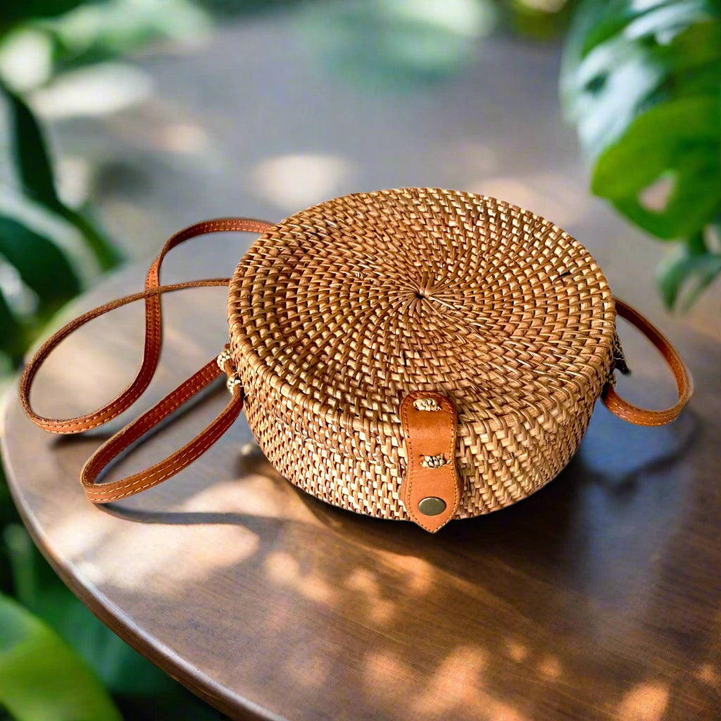 Natural Round Rattan Purse