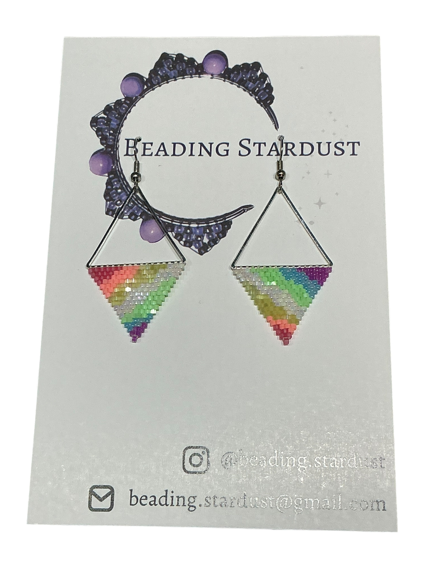 Rainbow Geode Triangle Earrings