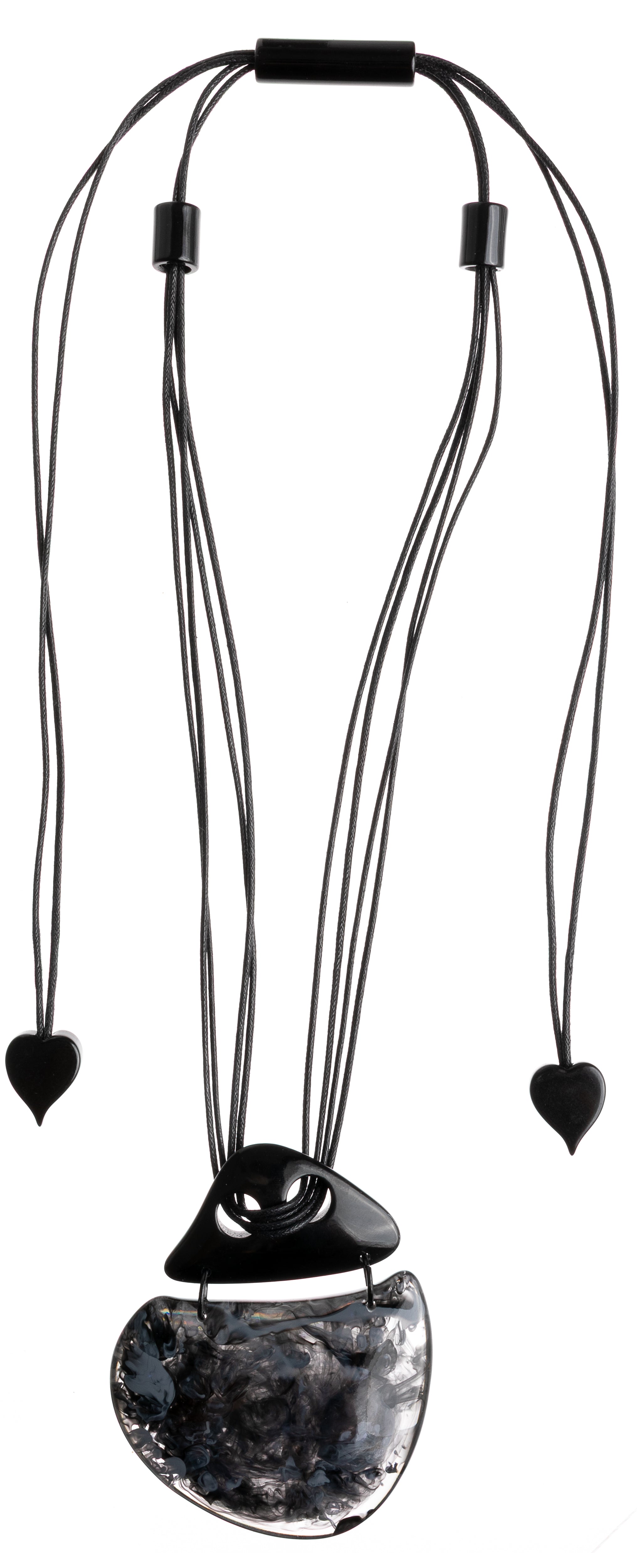 Grey and Black Bali 2 Bead Pendant with Adjustable Cord Necklace by Zsiska – Handmade ethical Necklace from sariKNOTsari using upcycled silk. Designed in Canada for travel and slow fashion, loved from Toronto to LA to Sydney.