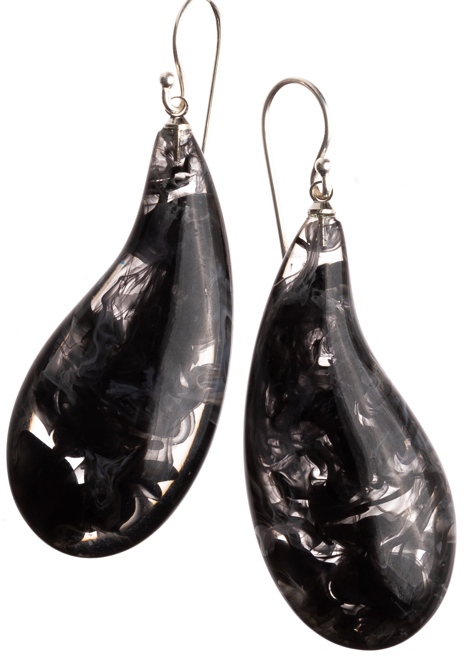 Grey and Black Bali Earrings - Short Hook by Zsiska – Handmade ethical Earrings from sariKNOTsari using upcycled silk. Designed in Canada for travel and slow fashion, loved from Toronto to LA to Sydney.
