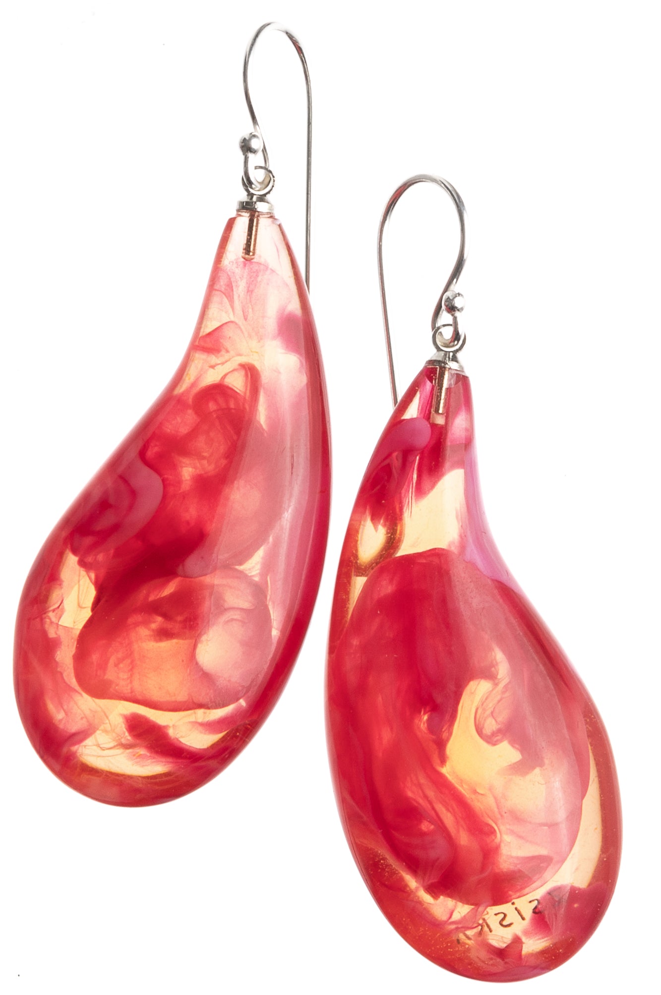 Red Bali Earrings - Short Hook by Zsiska – Handmade ethical Earrings from sariKNOTsari using upcycled silk. Designed in Canada for travel and slow fashion, loved from Toronto to LA to Sydney.