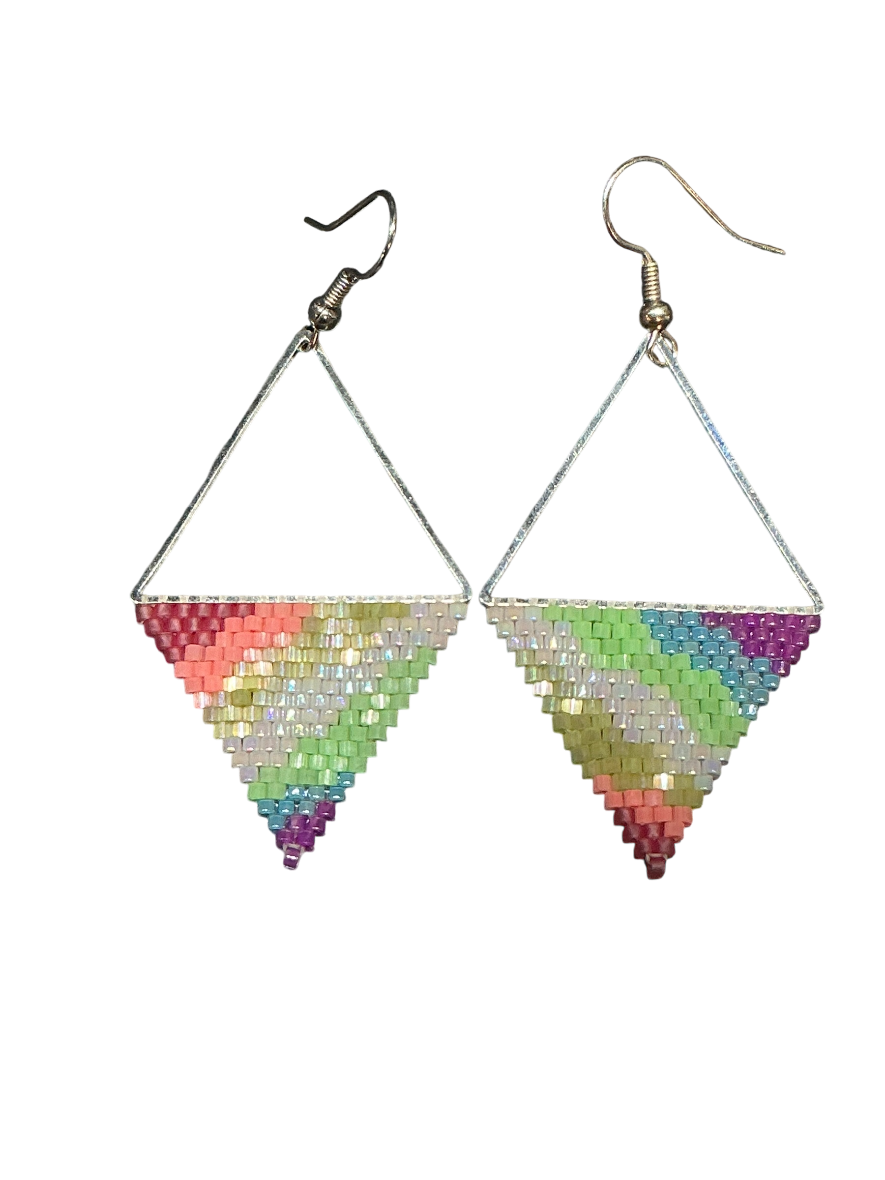 Rainbow Geode Triangle Earrings