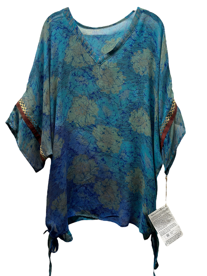 PRG3051 Anita Steckel Avatar Pure Silk Long Tunic with Side Ties