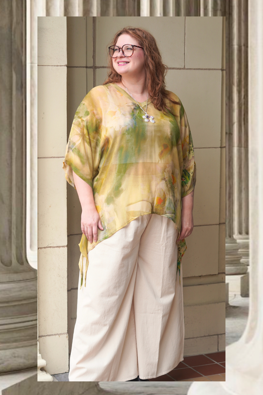 PRG9159 Sheer Avatar Pure Silk Long Tunic with Side Ties