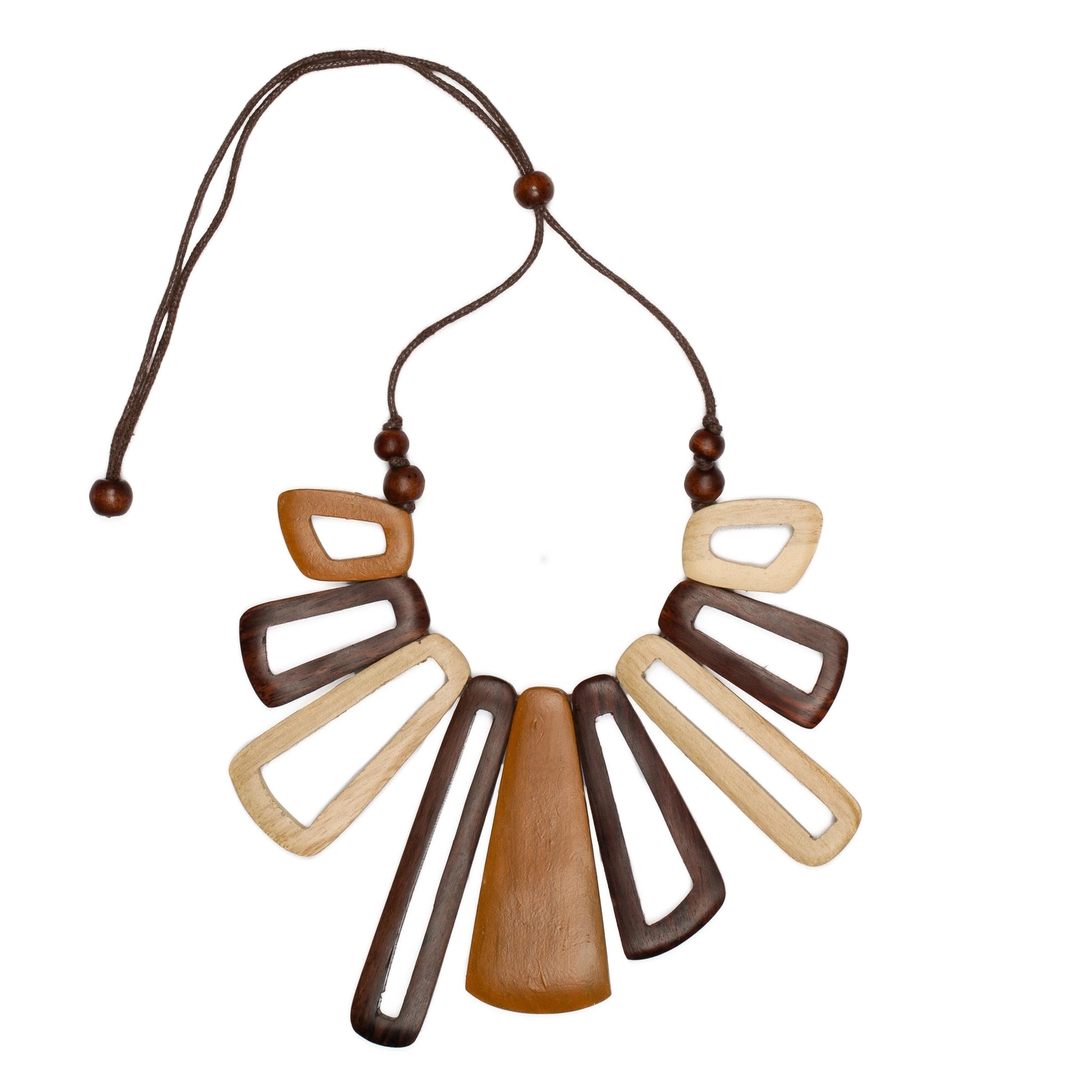 Naturals Short Tinted Wood Fan Necklace