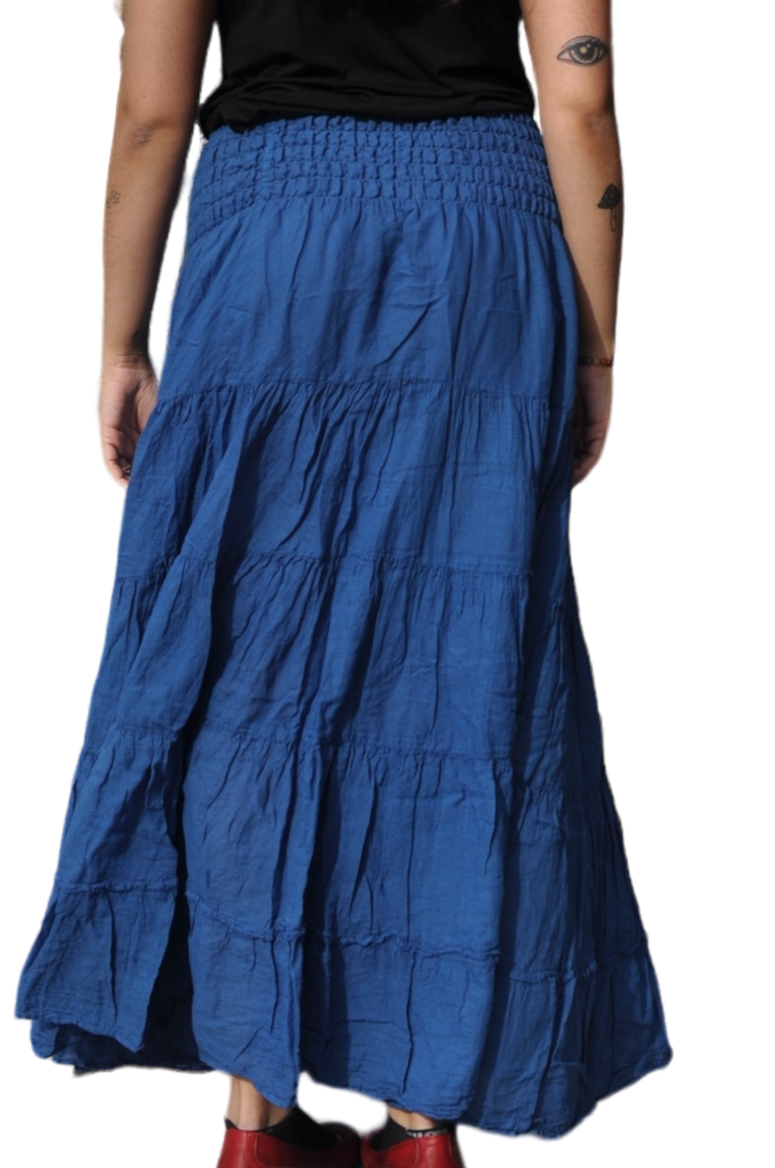 Deep Sky Blue Cotton Voile Tiered Skirt