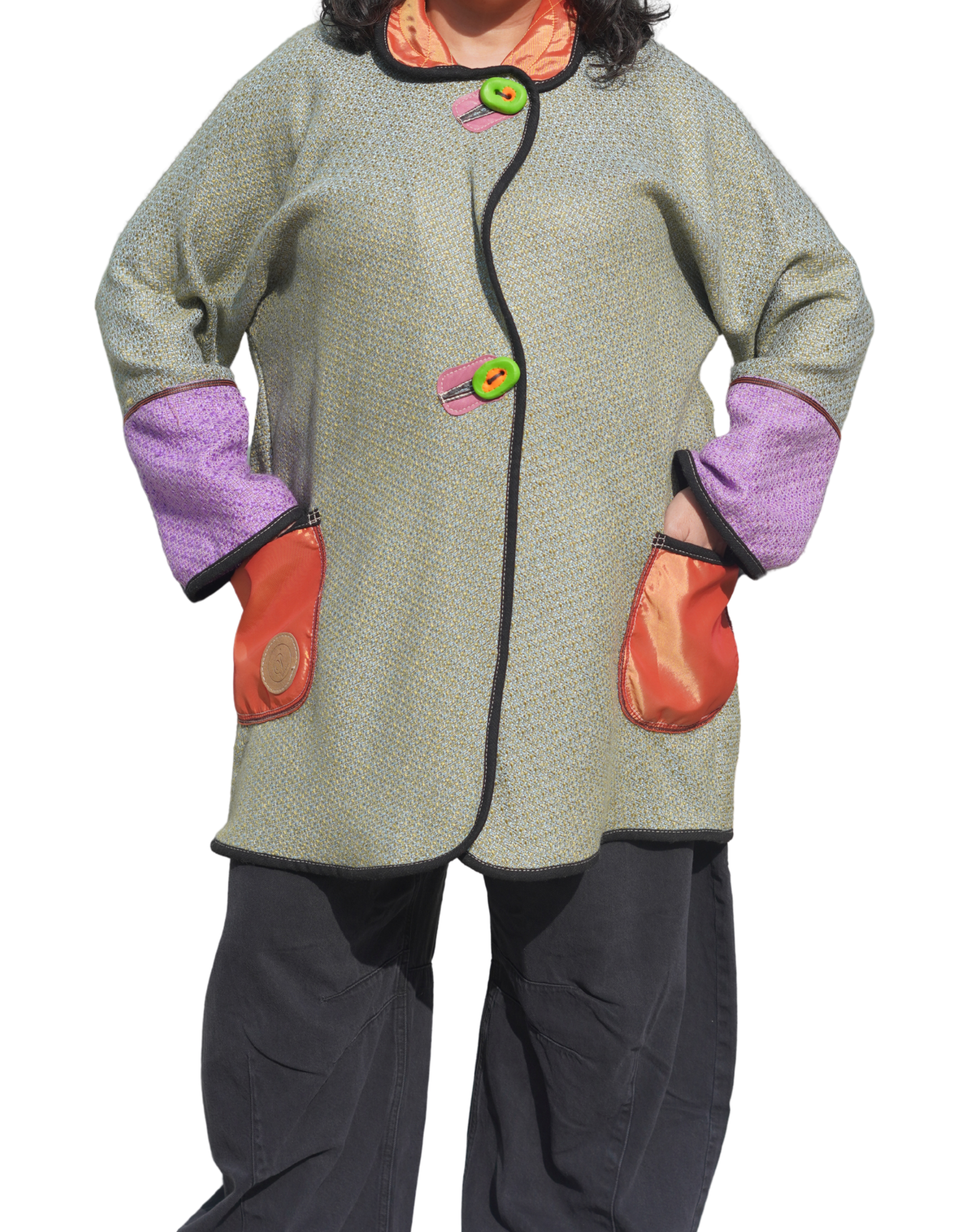 Tiffany Blue Felted Wool Colour-Block Coat by Pepin Designs #17