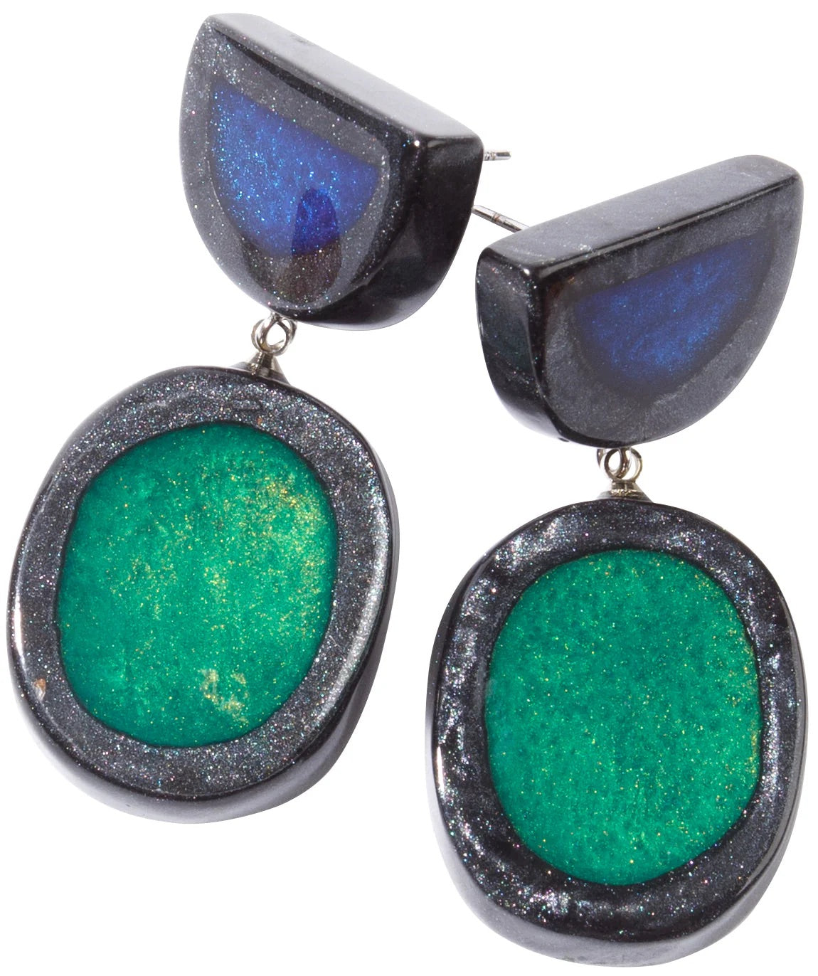 Small Winter Blue and Green Fara Earrings