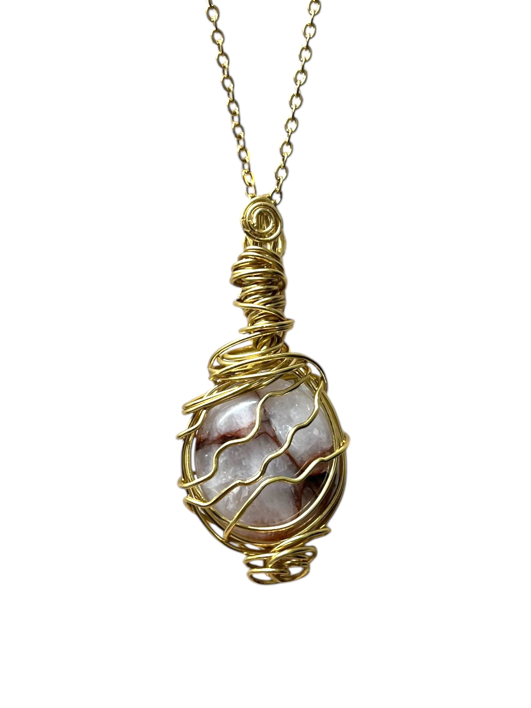 Fire Agate Specialty Crystal Necklace - Gold