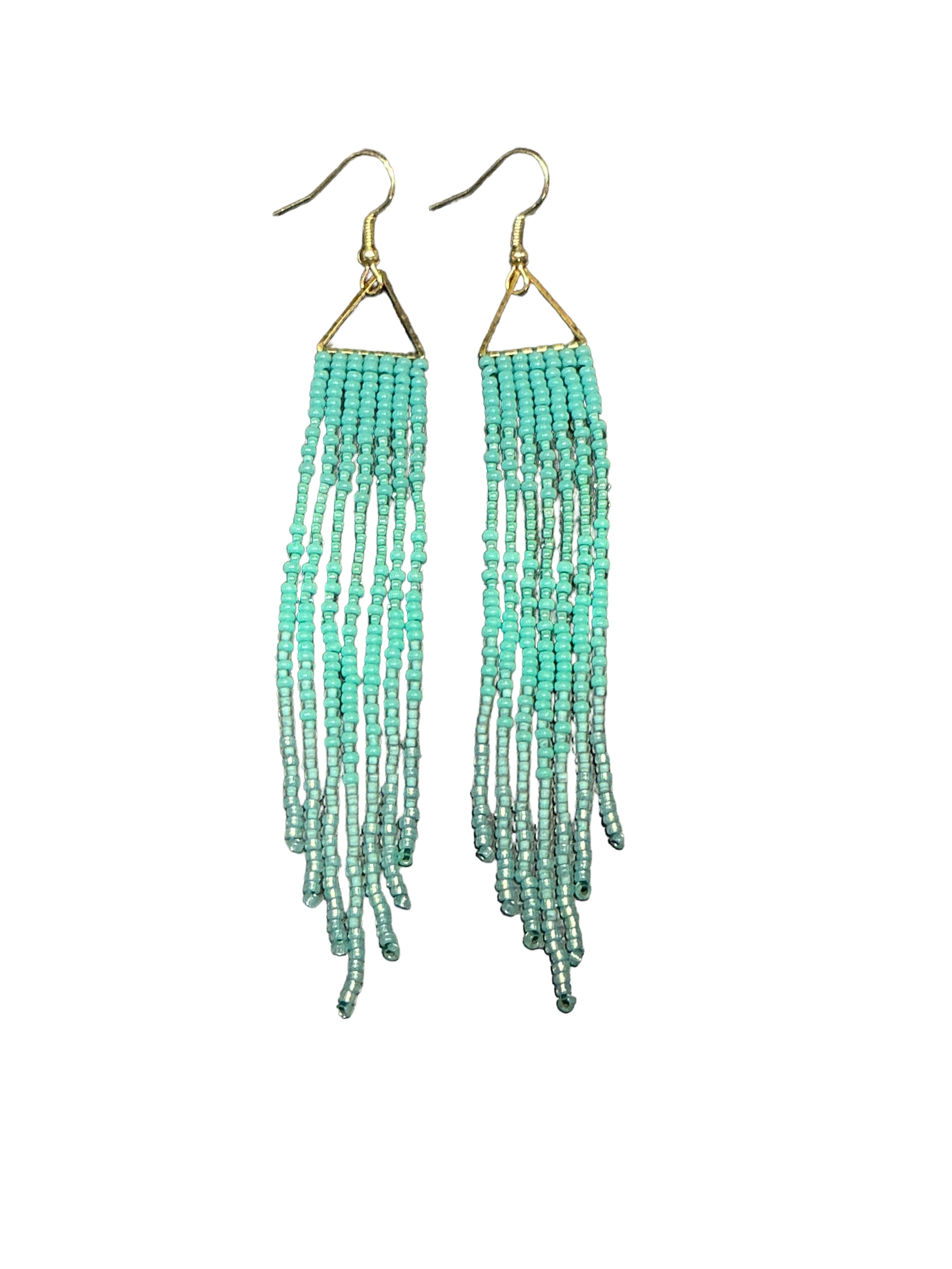 Seafoam Mini Triangle Fringe Earrings